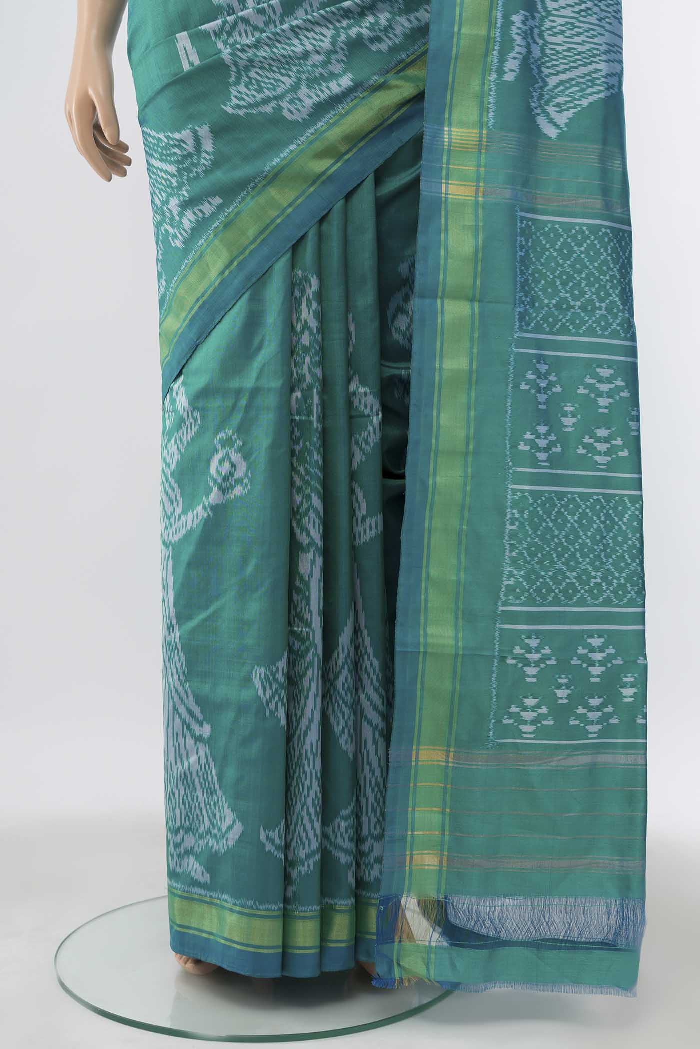 Blue Pochampally Silk Saree - Image 3