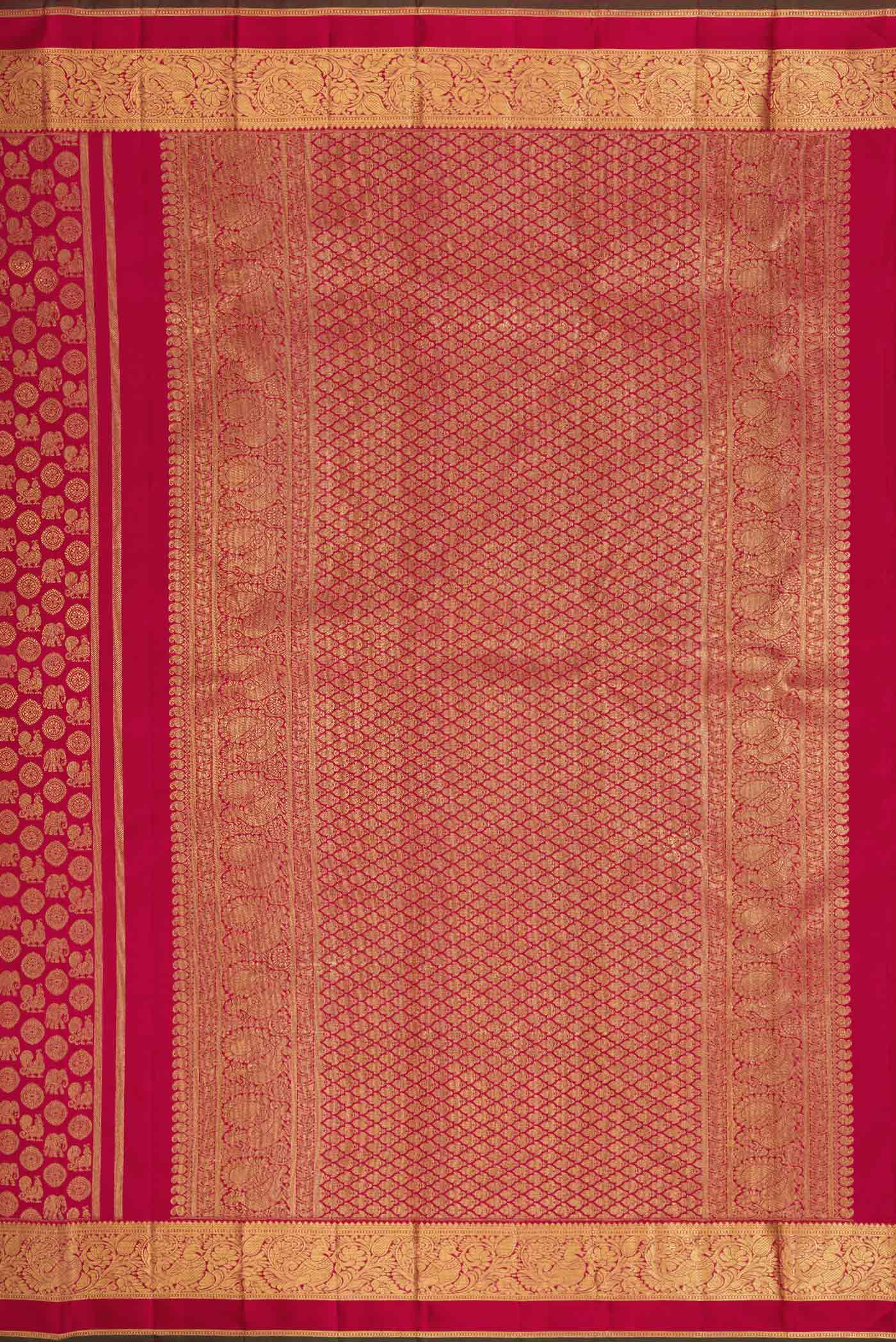 Pure Silk Pure Zari Maroon Dual Tone Kanjivaram Tissue Saree - Image 7