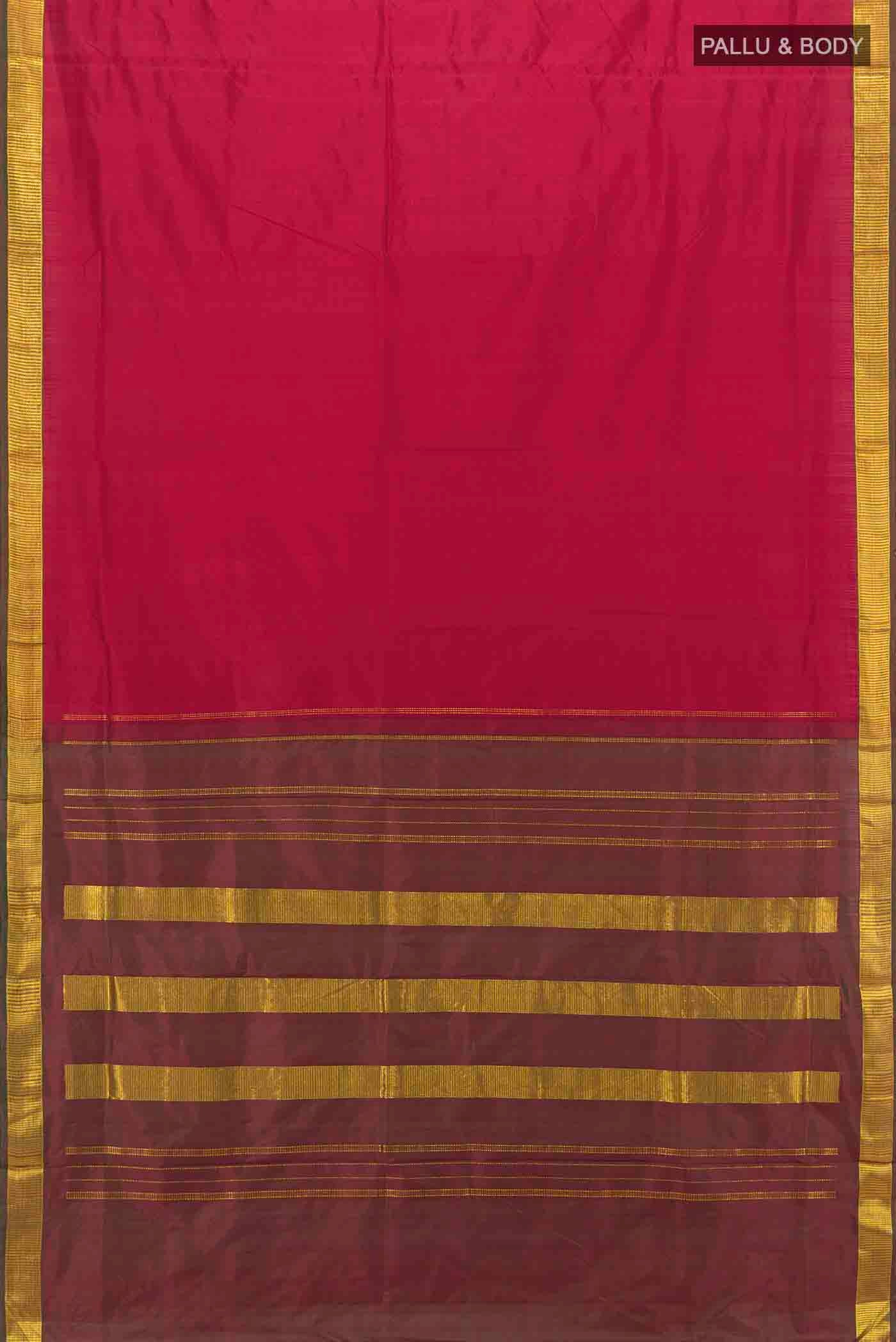 Pure Silk Pure Zari Maroon Kanchipuram Nine Yards Saree - Image 4