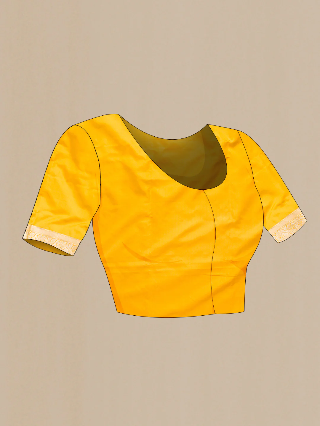 Pure Silk Pure Zari Mustard Dual Tone Banarasi Saree - Image 5