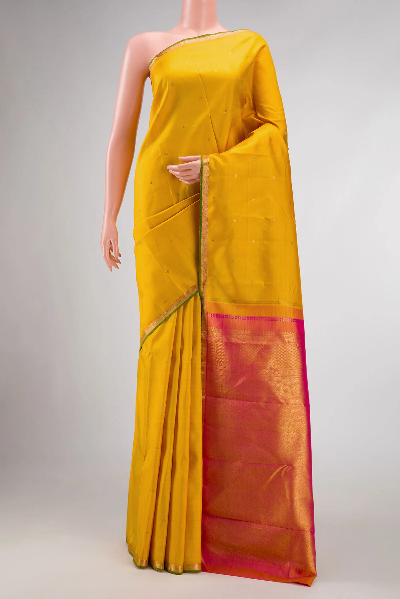Pure Silk Pure Zari Mustard Dual Tone Kanjivaram Saree