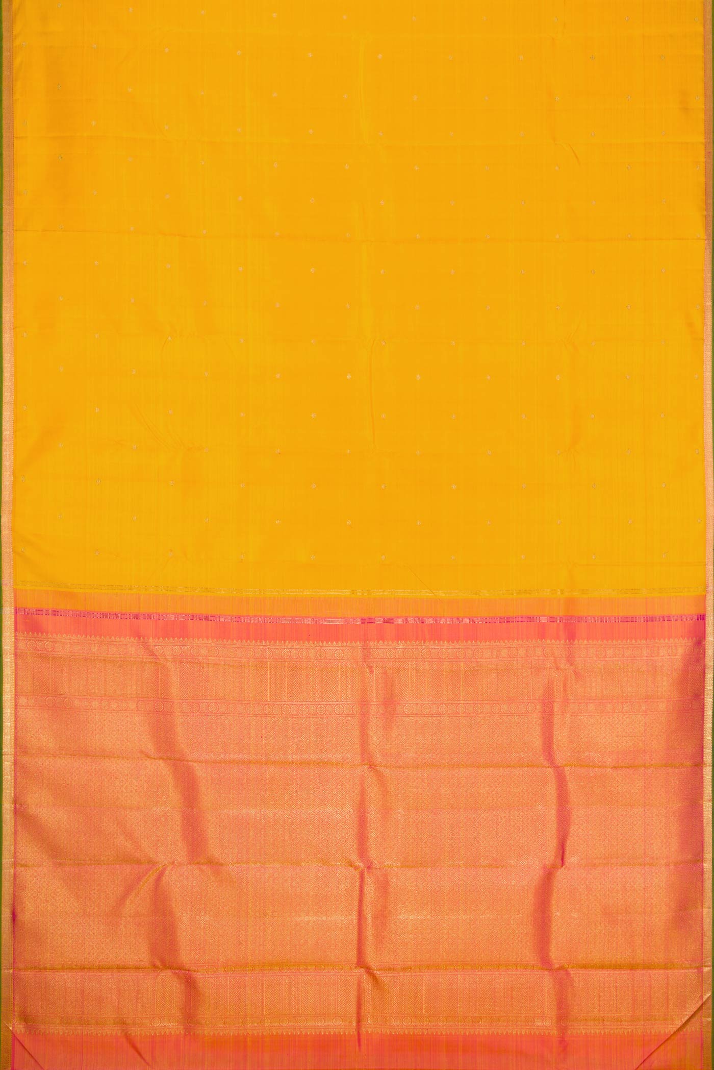 Pure Silk Pure Zari Mustard Dual Tone Kanjivaram Saree - Image 6