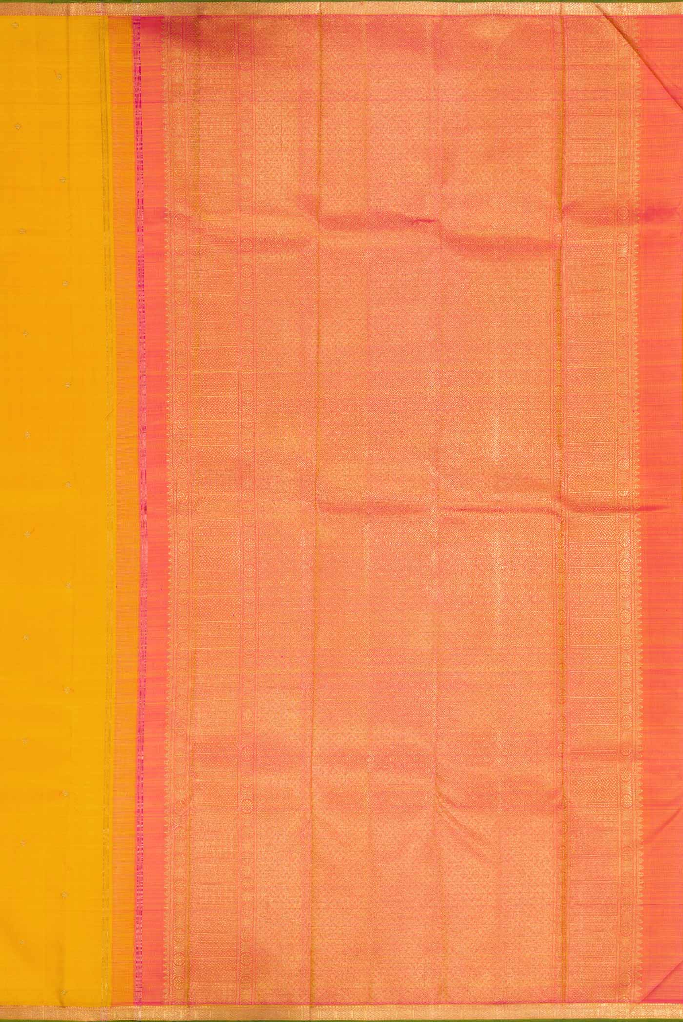 Pure Silk Pure Zari Mustard Dual Tone Kanjivaram Saree - Image 7