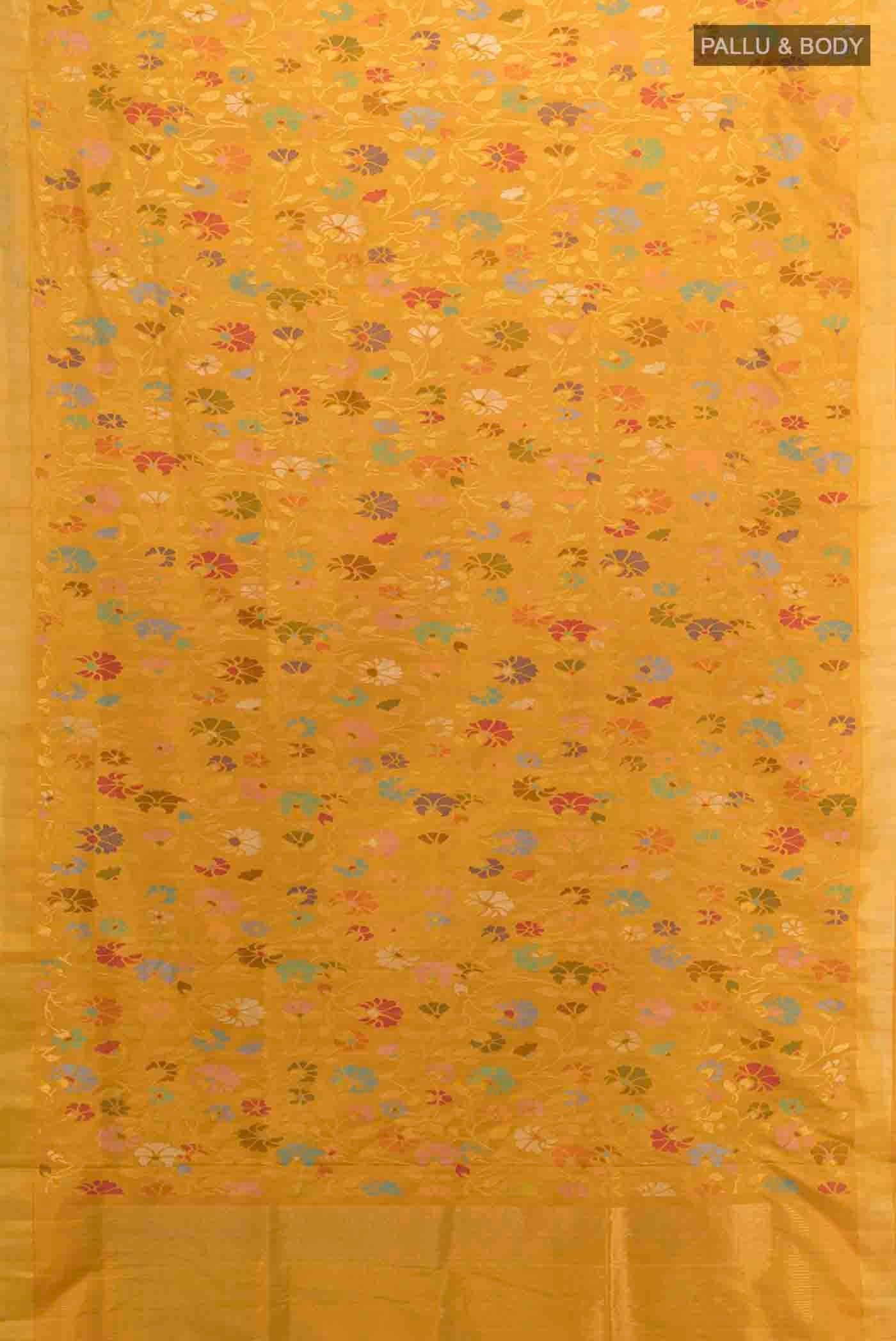 Pure Silk Pure Zari Mustard Uppada Saree - Image 5