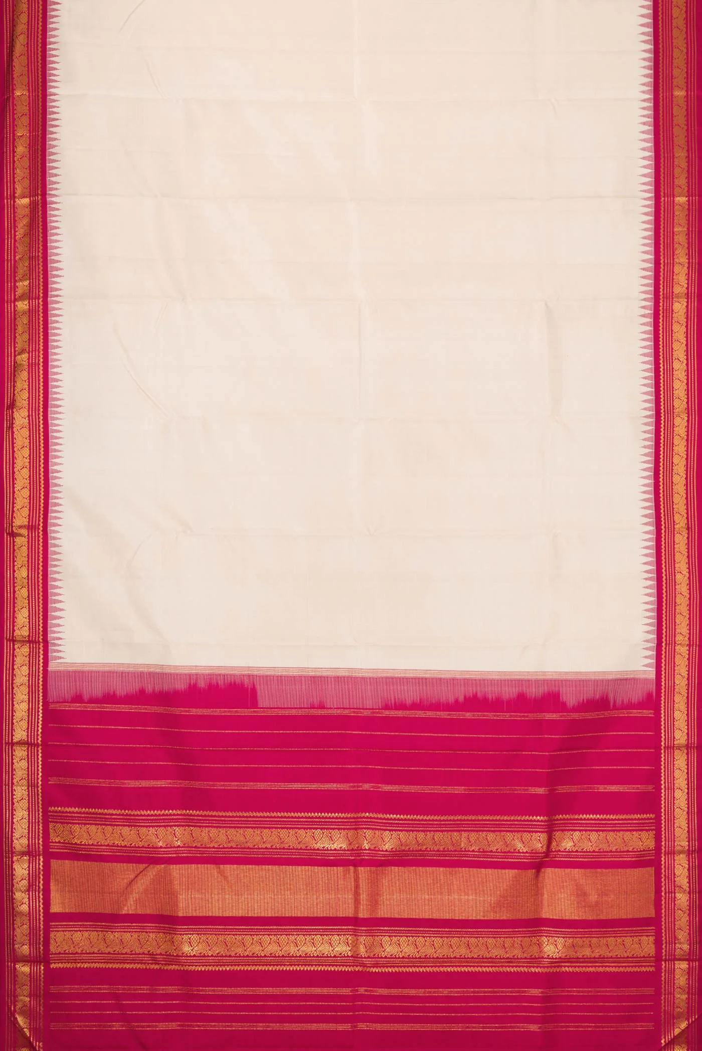 Pure Silk Pure Zari Off White Dual Tone Kanjivaram Saree - Image 6
