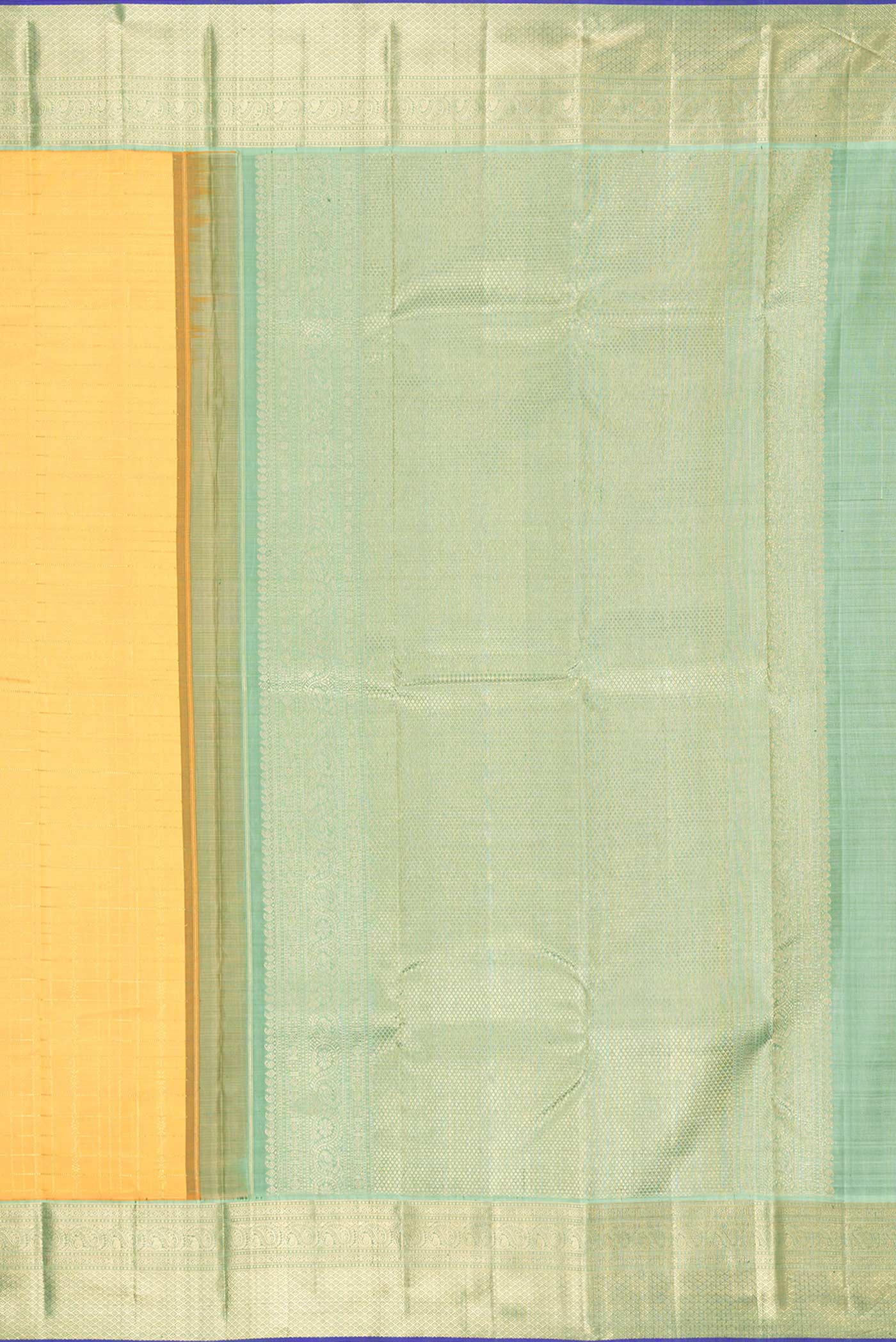 Pure Silk Pure Zari Orange Dual Tone Kanjivaram Saree - Image 7