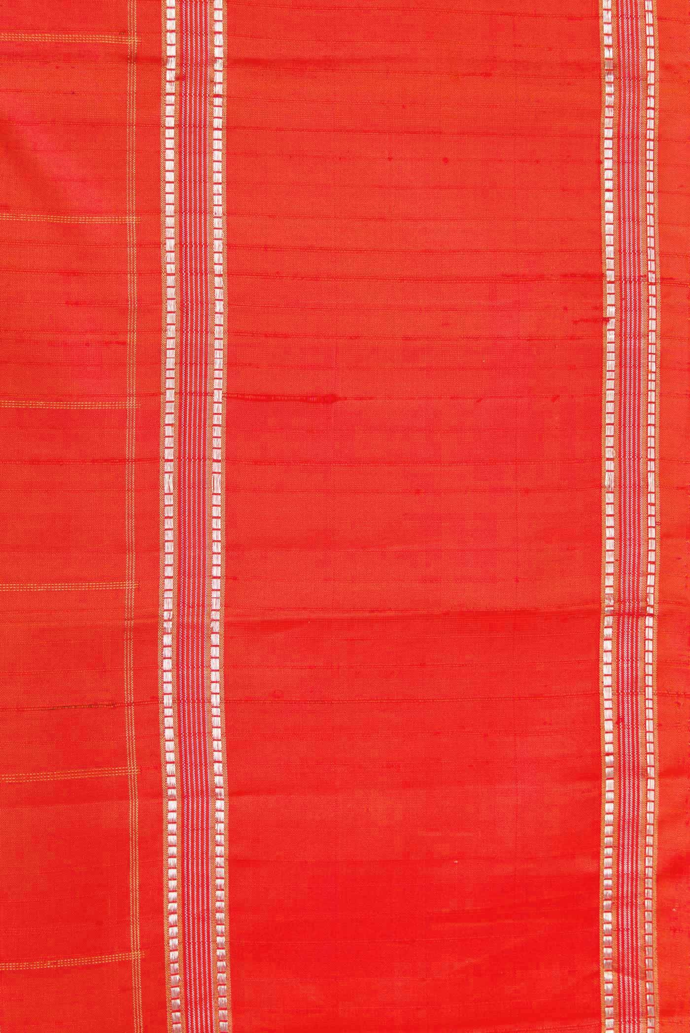 Pure Silk Pure Zari Orange Dual Tone Kanchipuram Saree - Image 3
