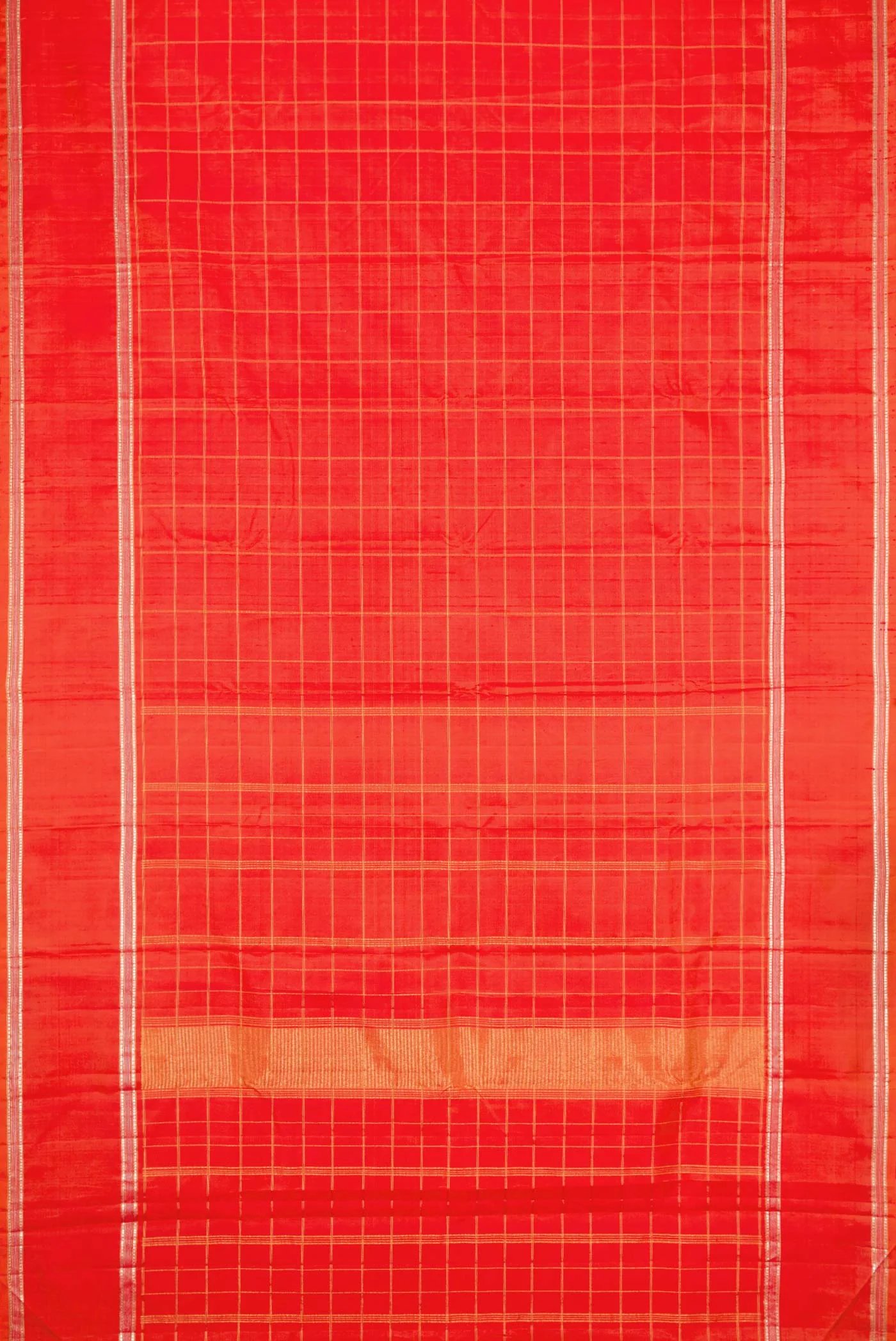 Pure Silk Pure Zari Orange Dual Tone Kanchipuram Saree - Image 6