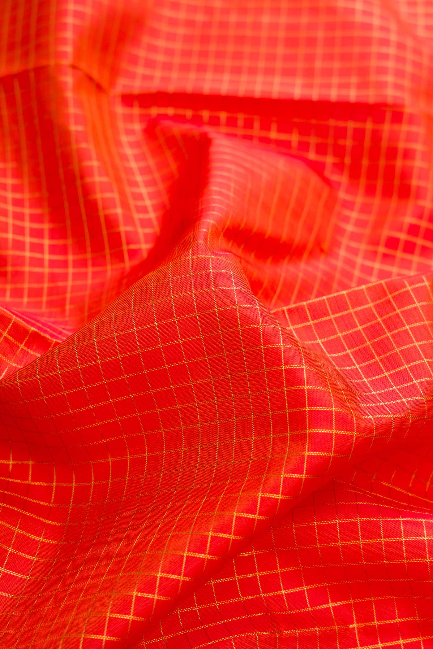 Pure Silk Pure Zari Orange Dual Tone Kanjivaram Saree - Image 2