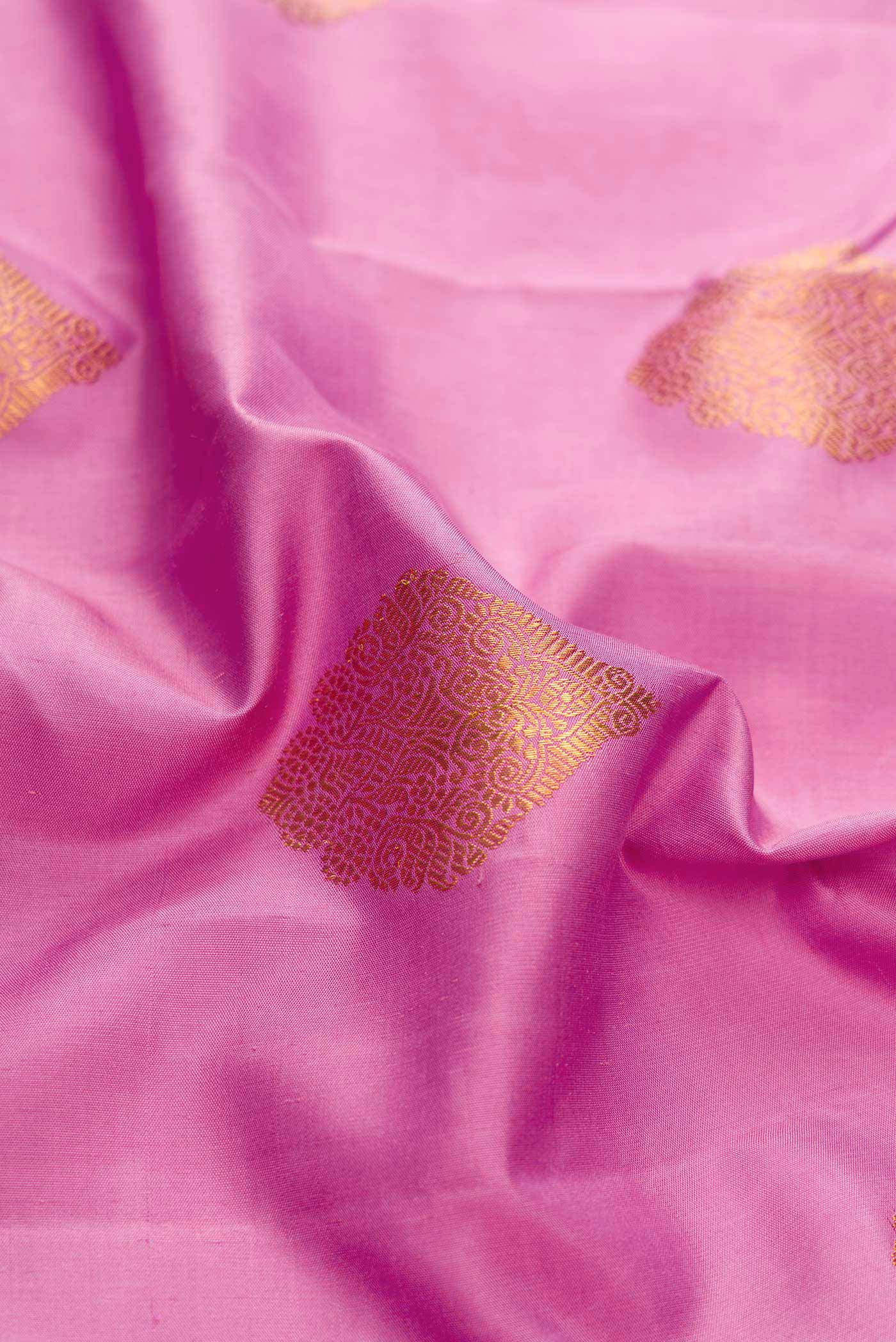 Pure Silk Pure Zari Pink Dual Tone Kanjivaram Saree - Image 2