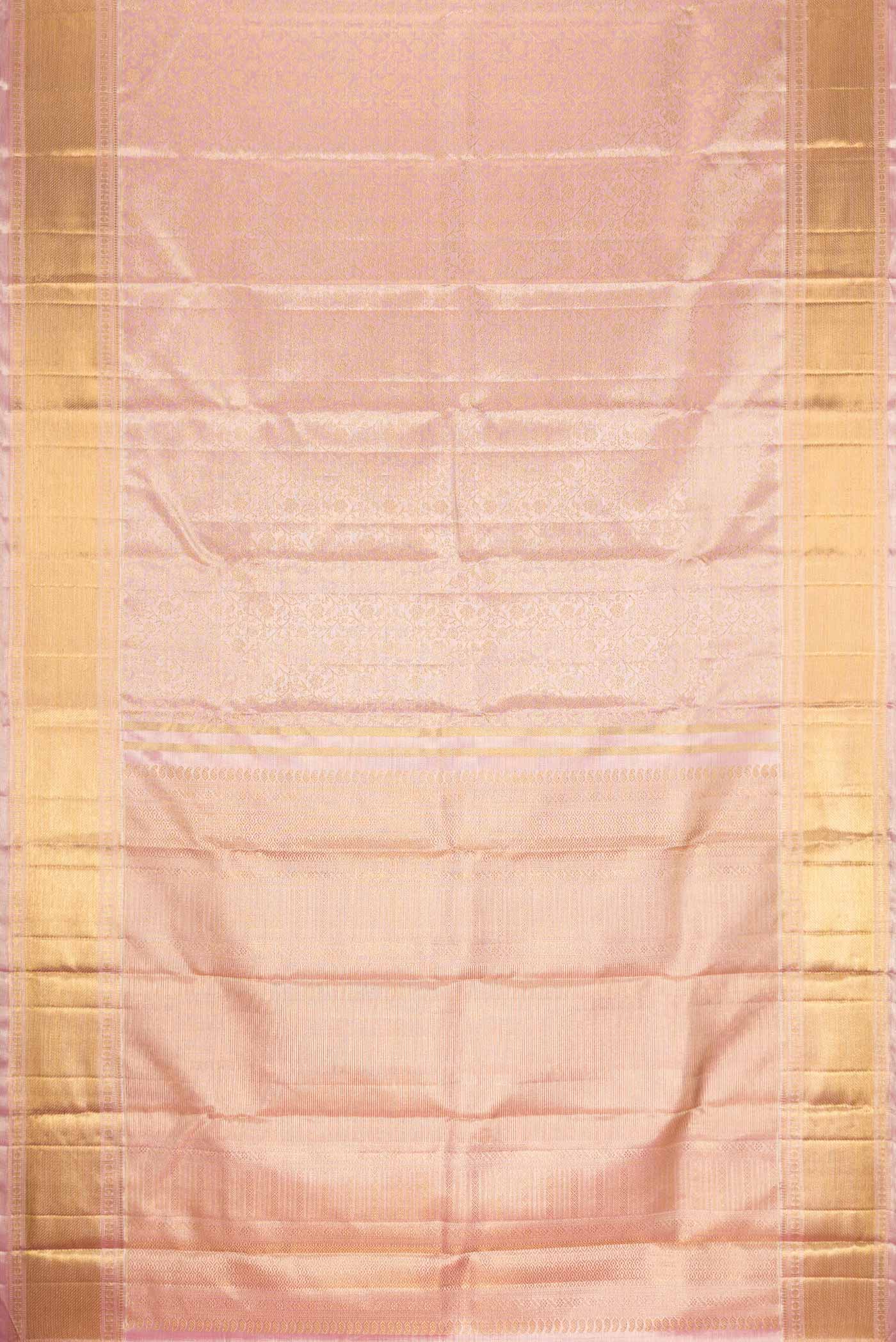 Pure Silk Pure Zari Pink Dual Tone Kanjivaram Saree - Image 6