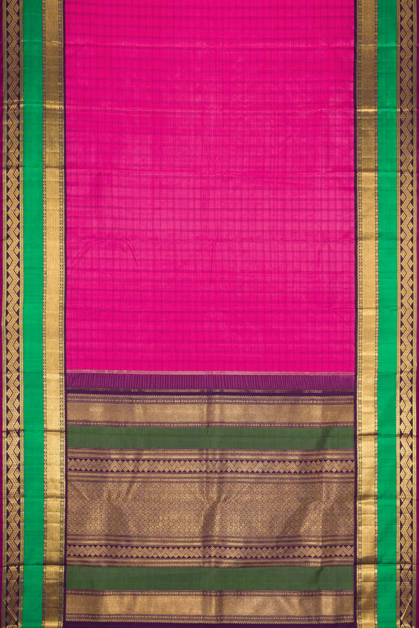 Pure Silk Pure Zari Pink Dual Tone Kanjivaram Saree - Image 6