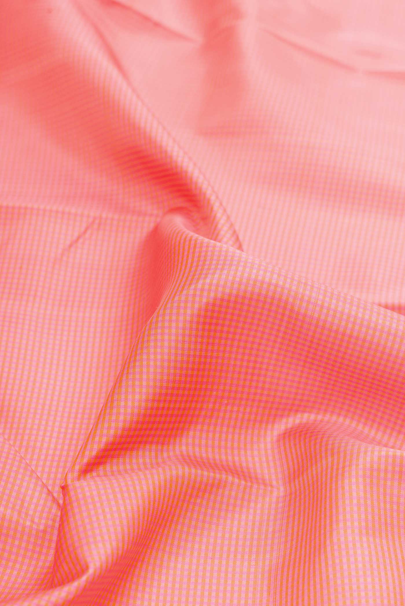 Pure Silk Pure Zari Pink Dual Tone Kanjivaram Saree - Image 2