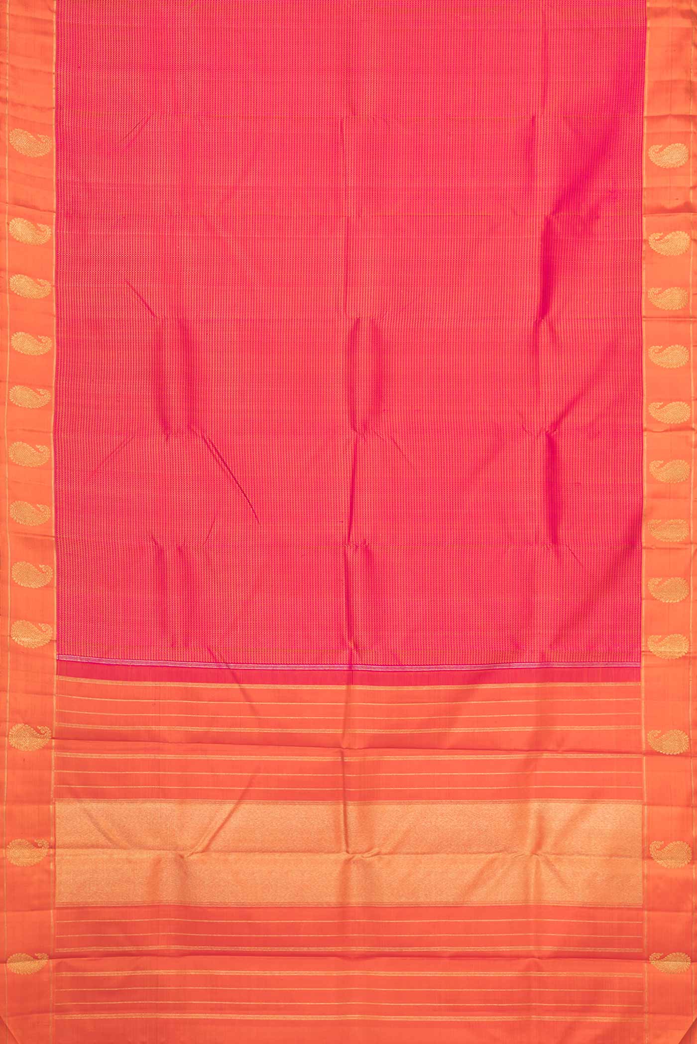 Pure Silk Pure Zari Pink Dual Tone Kanchipuram Saree - Image 6