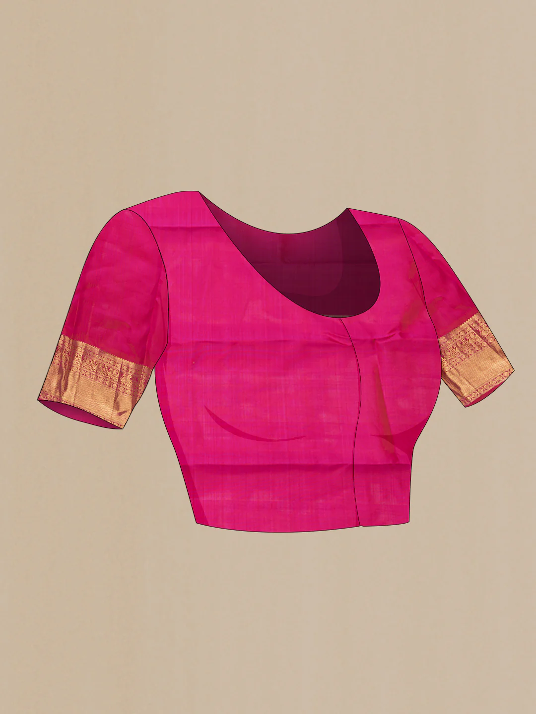 Pure Silk Pure Zari Pink Dual Tone Kanchipuram Saree - Image 5