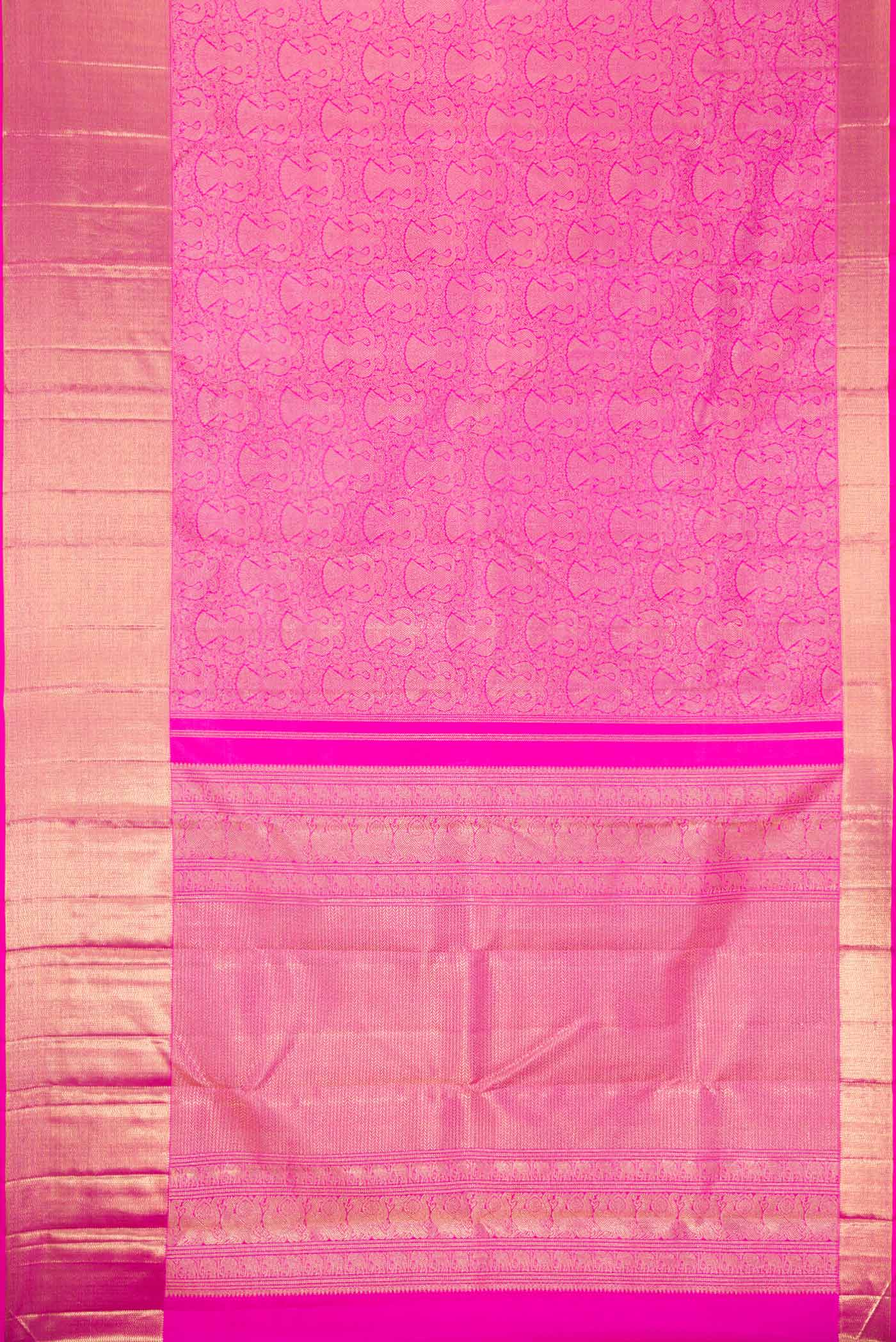 Pure Silk Pure Zari Pink Dual Tone Kanjivaram Saree - Image 6