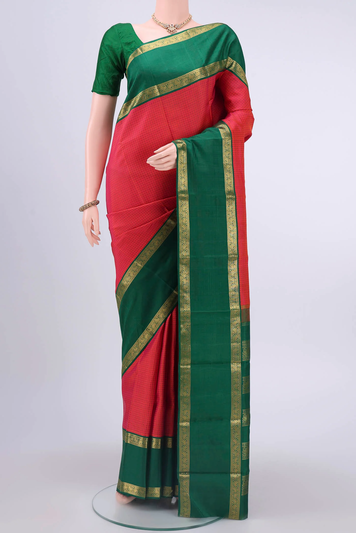 Pure Silk Pure Zari Pink with Orange Color Kanjivaram Saree