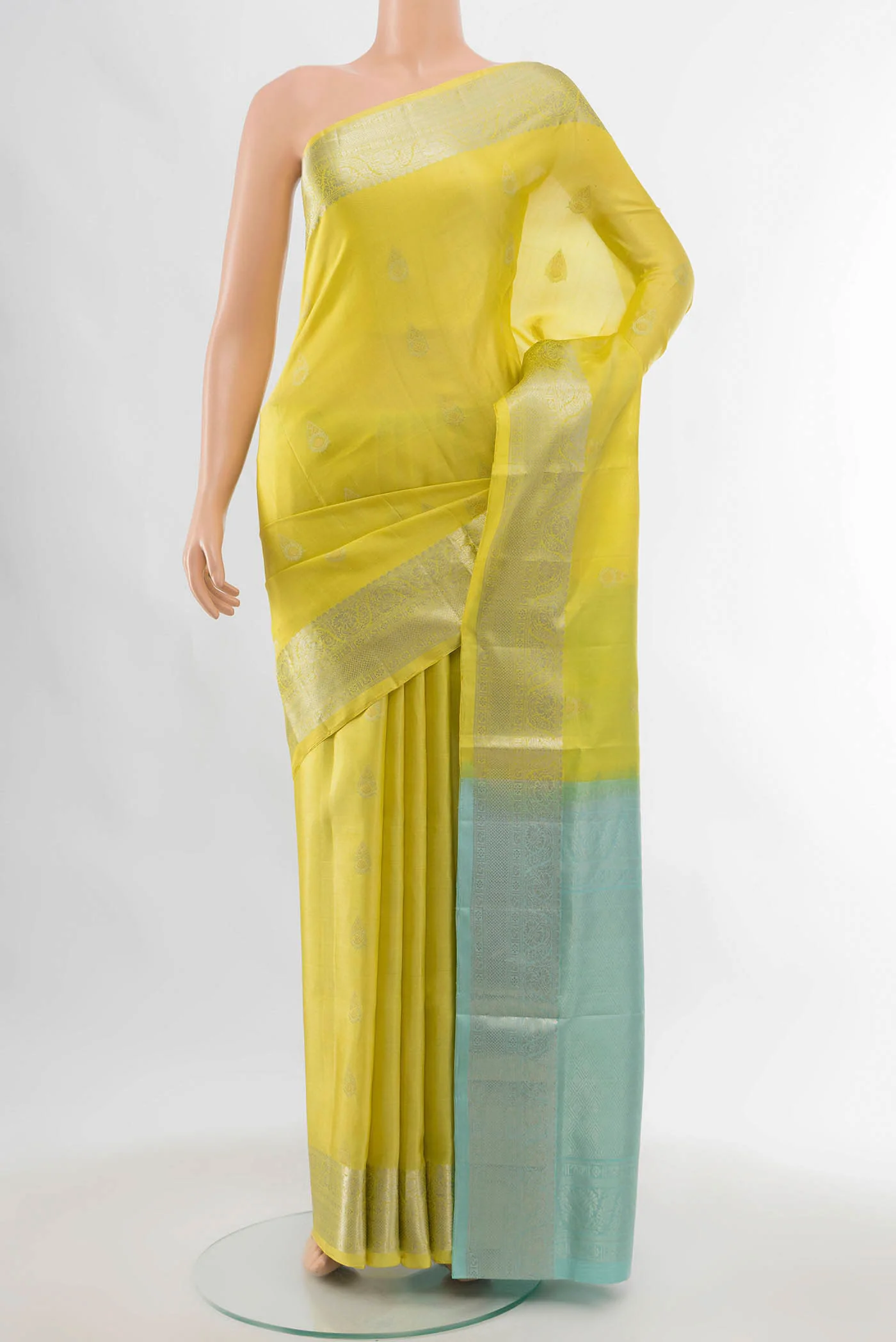 Lemon Yellow Soft Silk Saree