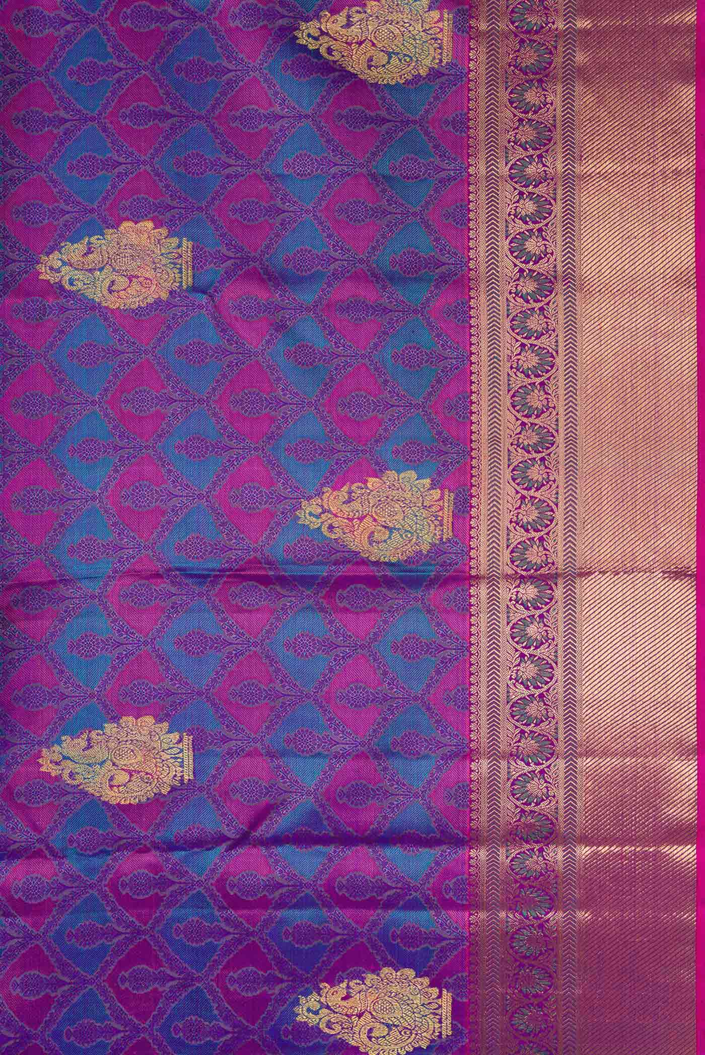 Pure Silk Pure Zari Multi Color Kanchipuram Saree - Image 3