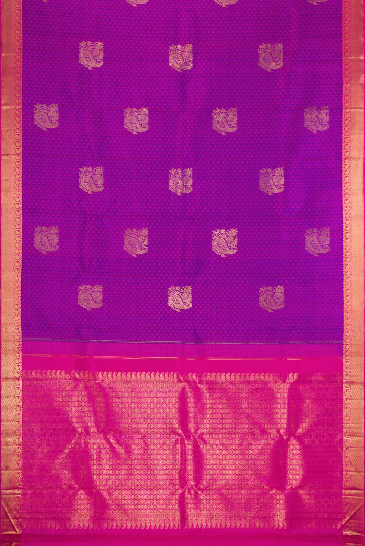 Pure Silk Pure Zari Purple Kanjivaram Saree - Image 6