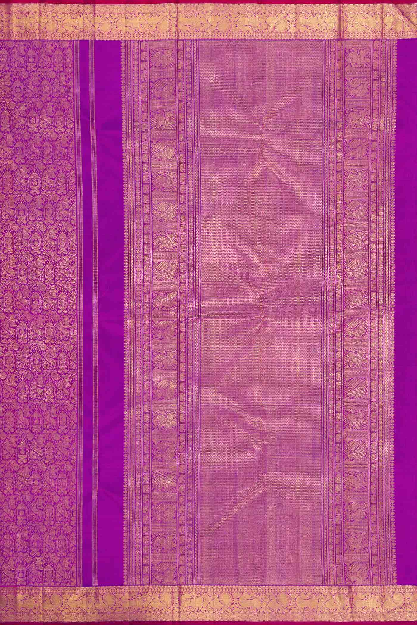 Pure Silk Pure Zari Purple Kanjivaram Saree - Image 7