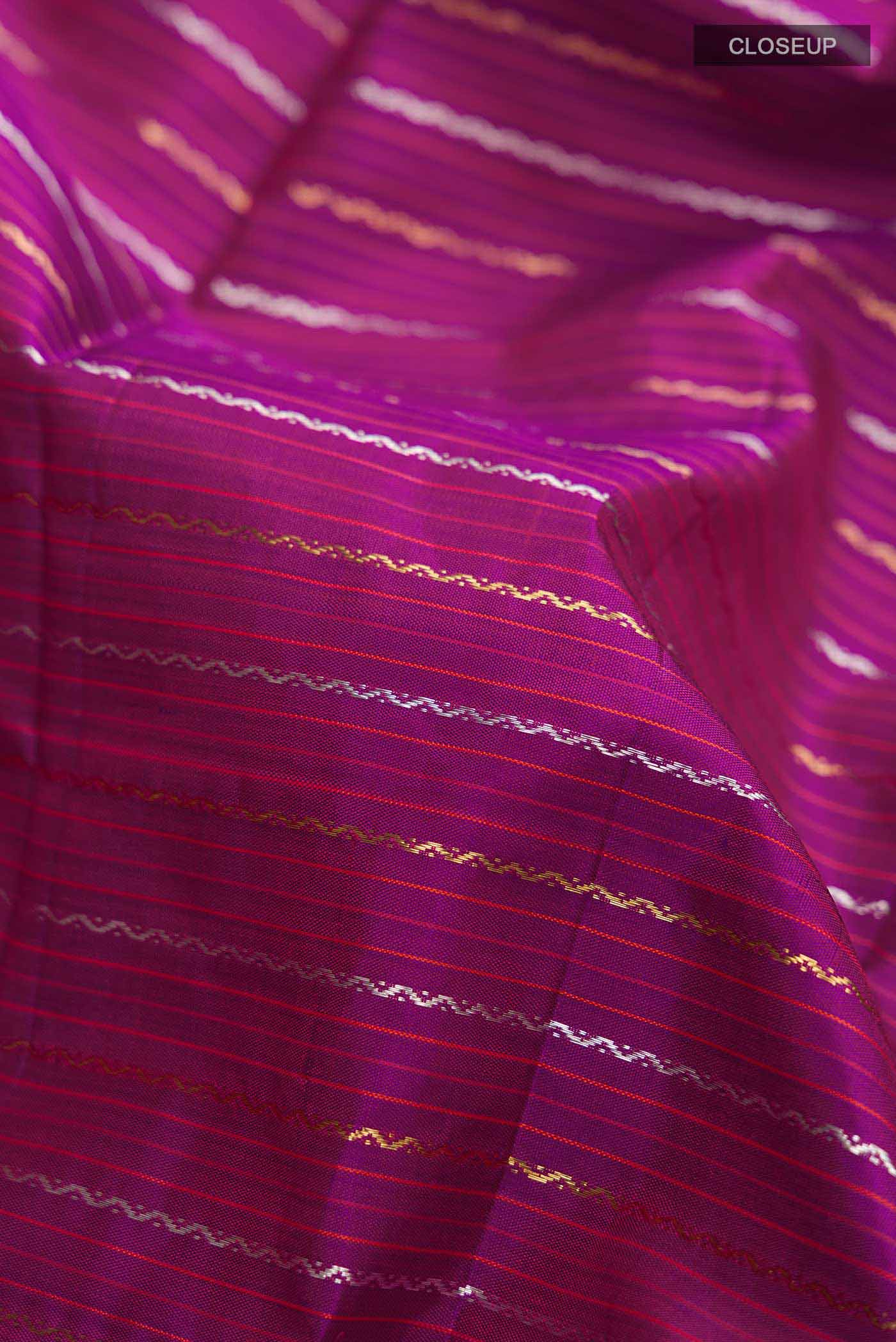 Pure Silk Pure Zari Purple Kanchipuram Saree - Image 2