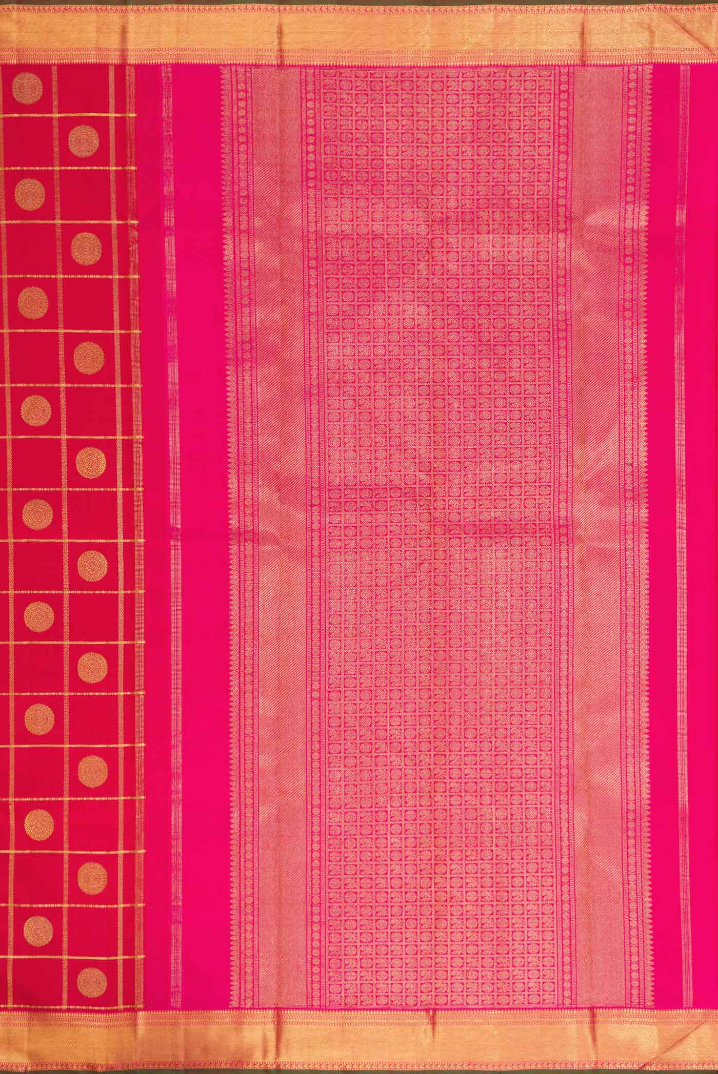 Pure Silk Pure Zari Red Dual Tone Kanjivaram Saree - Image 7