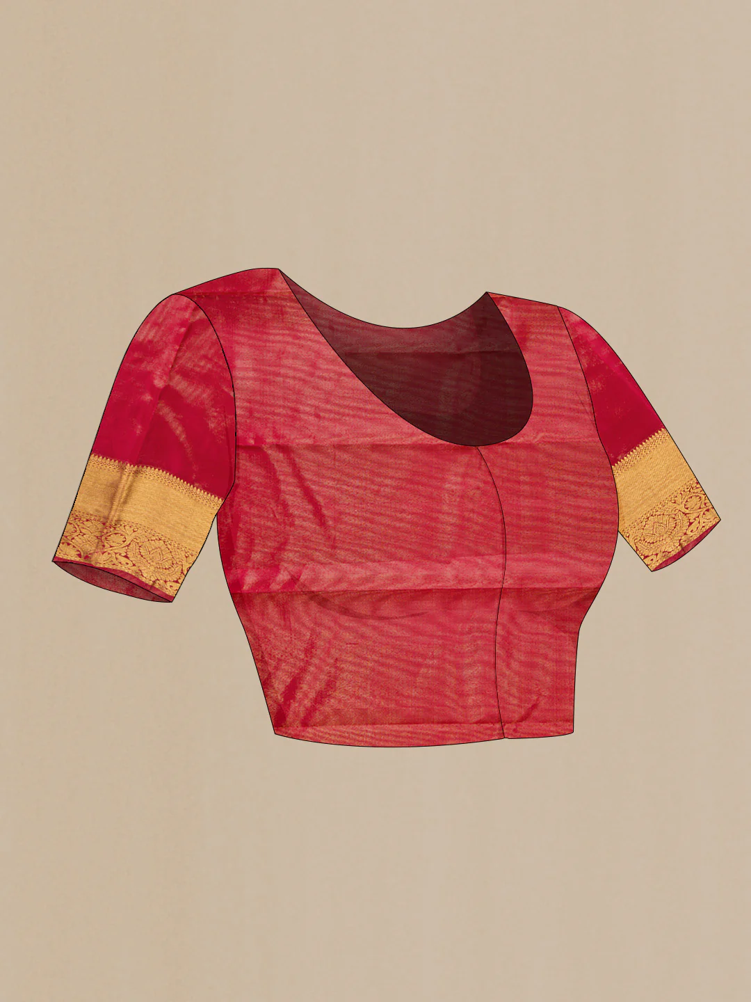 Pure Silk Pure Zari Red with Gold Color Kanjivaram Tissue Saree - Image 5