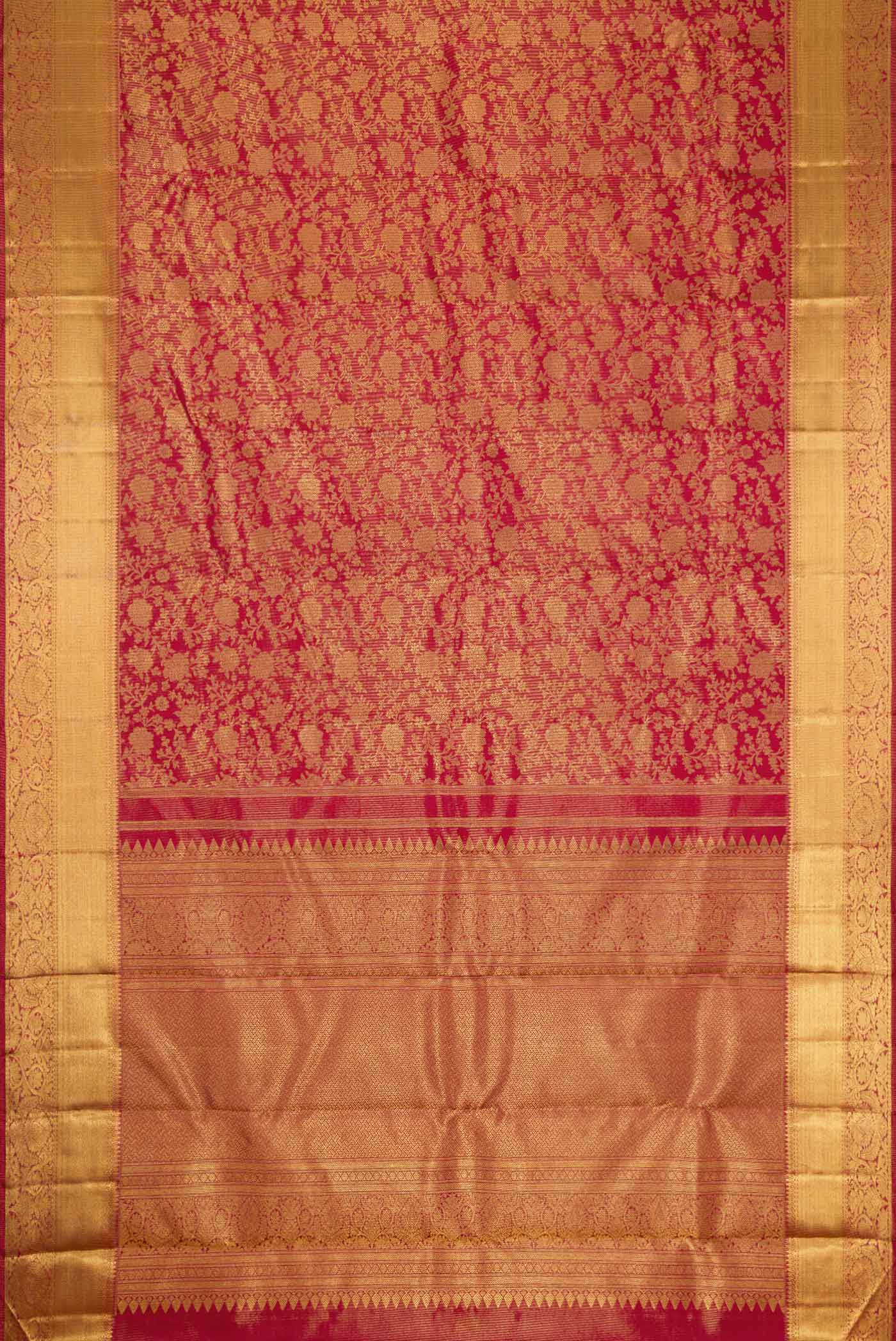 Pure Silk Pure Zari Red with Gold Color Kanjivaram Tissue Saree - Image 6