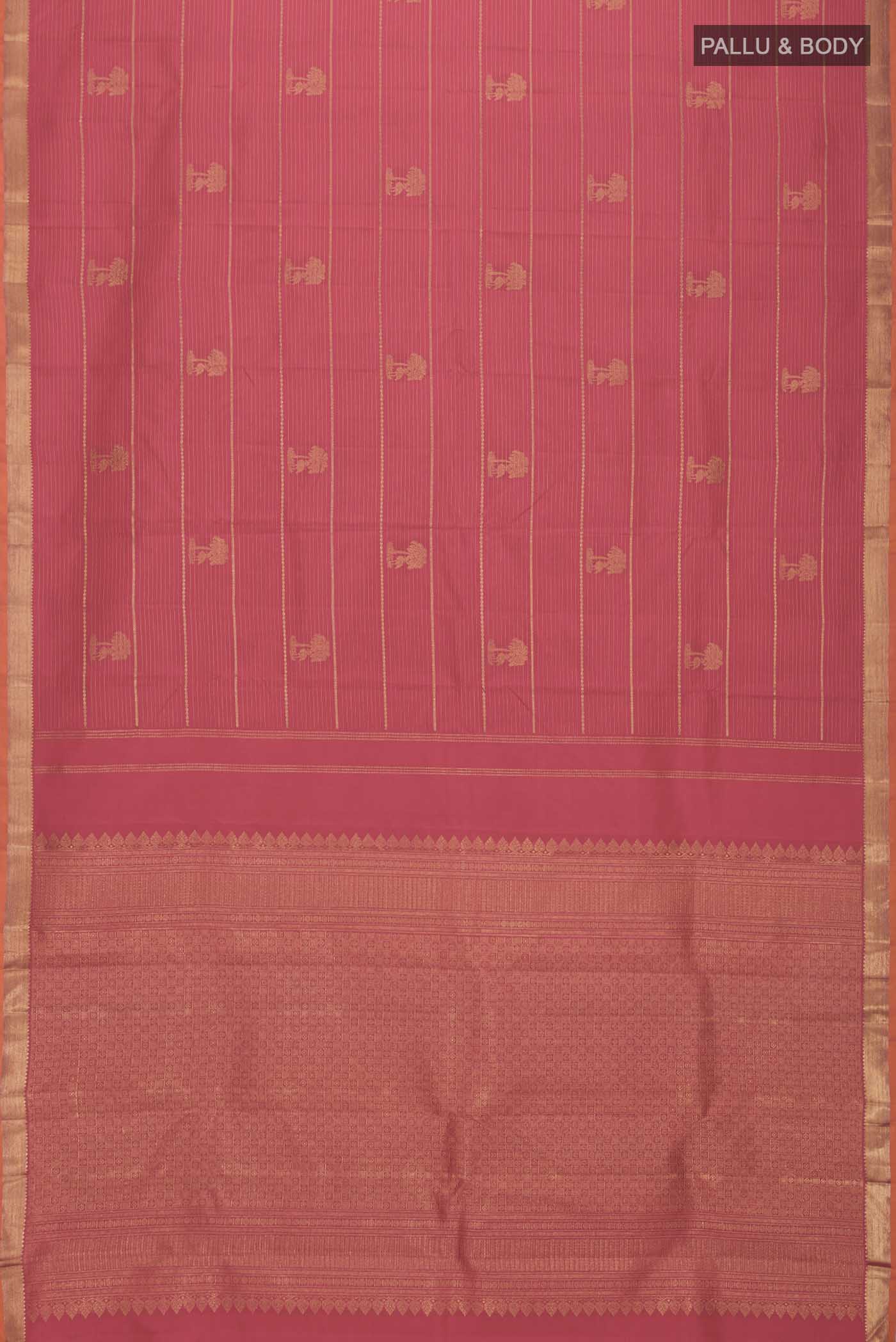 Pure Silk Pure Zari Red Kanchipuram Saree - Image 6