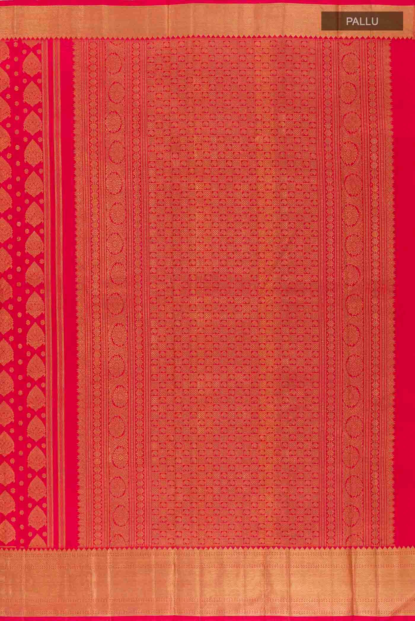 Pure Silk Pure Zari Red Kanjivaram Saree - Image 7