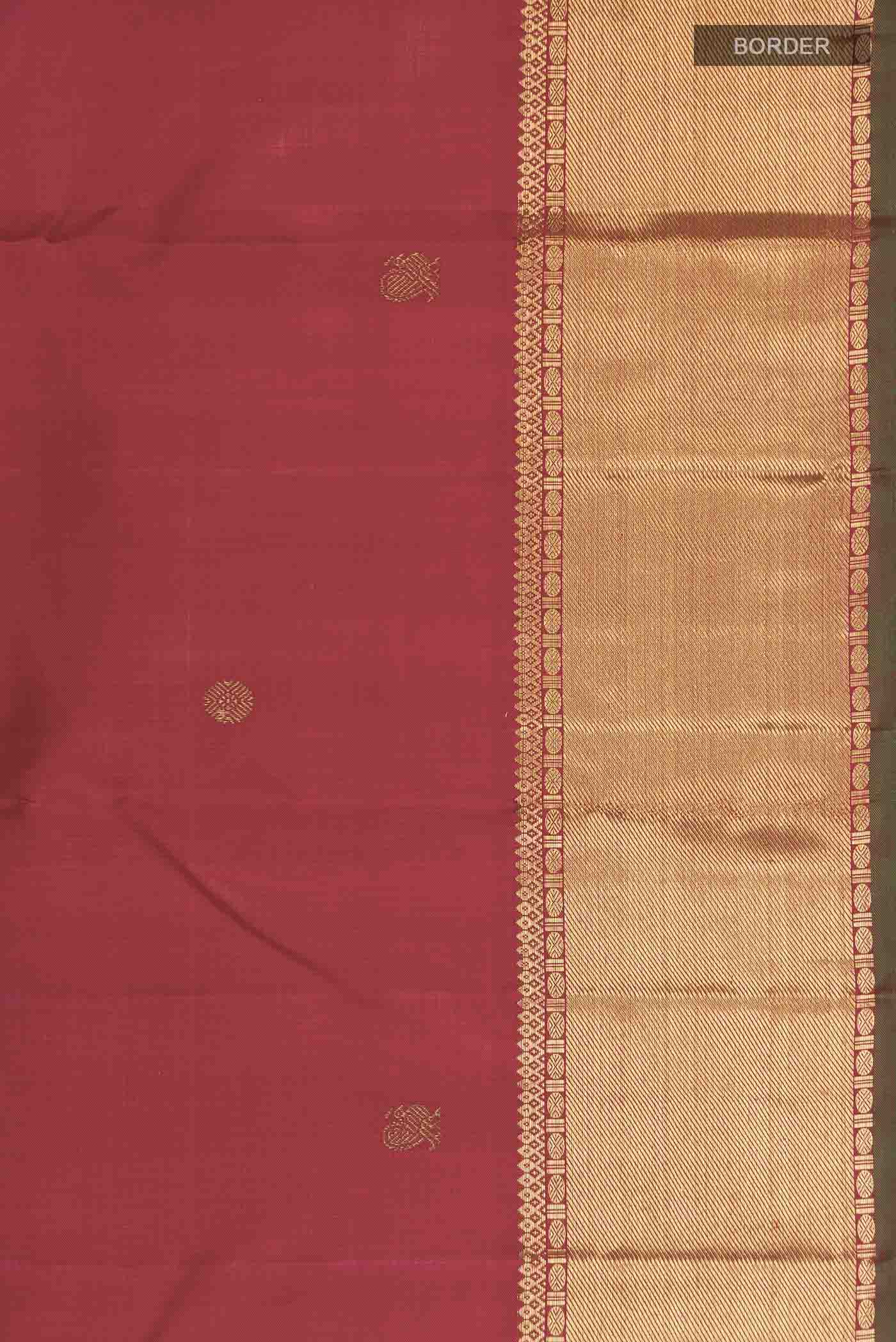 Pure Silk Pure Zari Red Kanchipuram Saree - Image 3