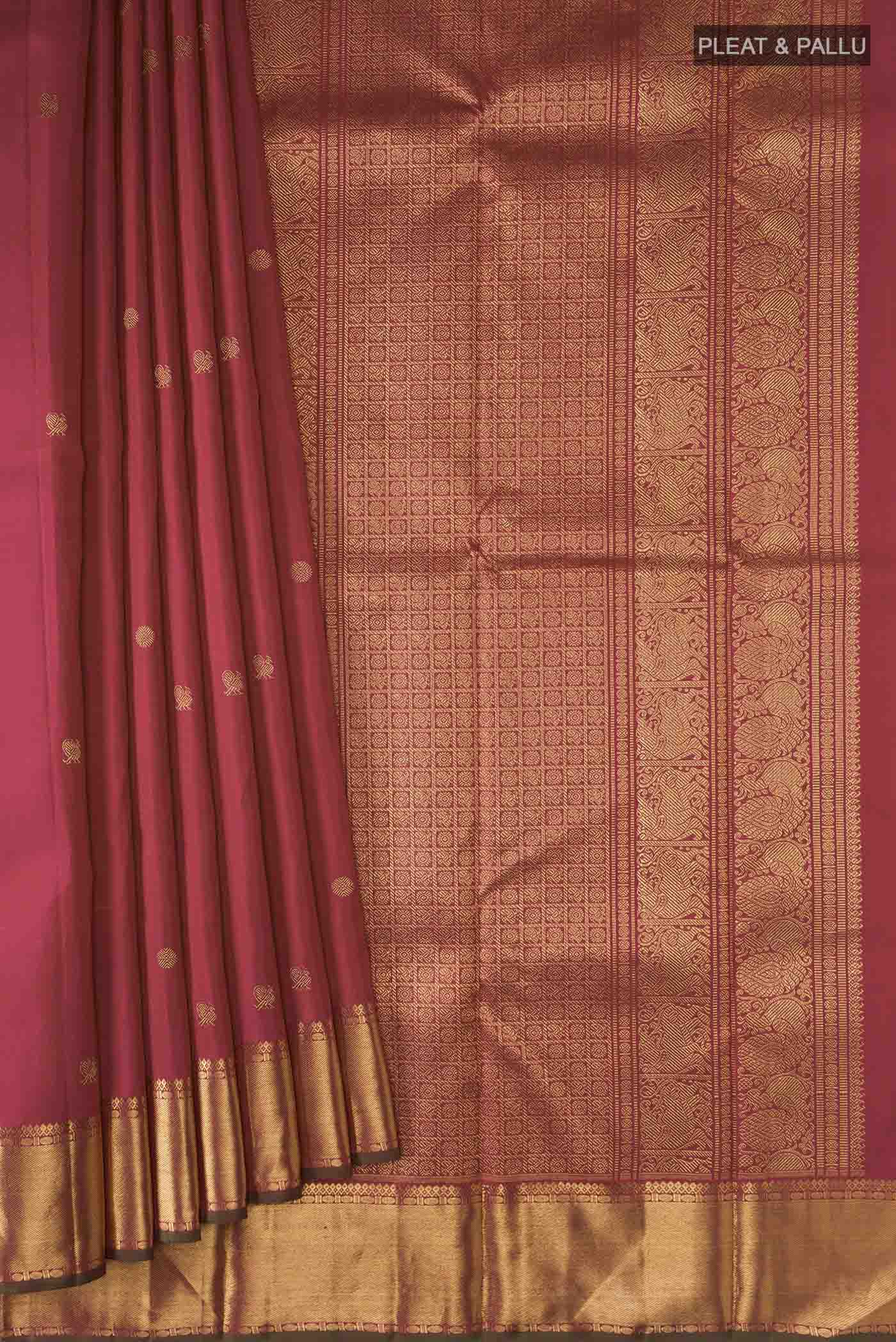 Pure Silk Pure Zari Red Kanchipuram Saree - Image 4