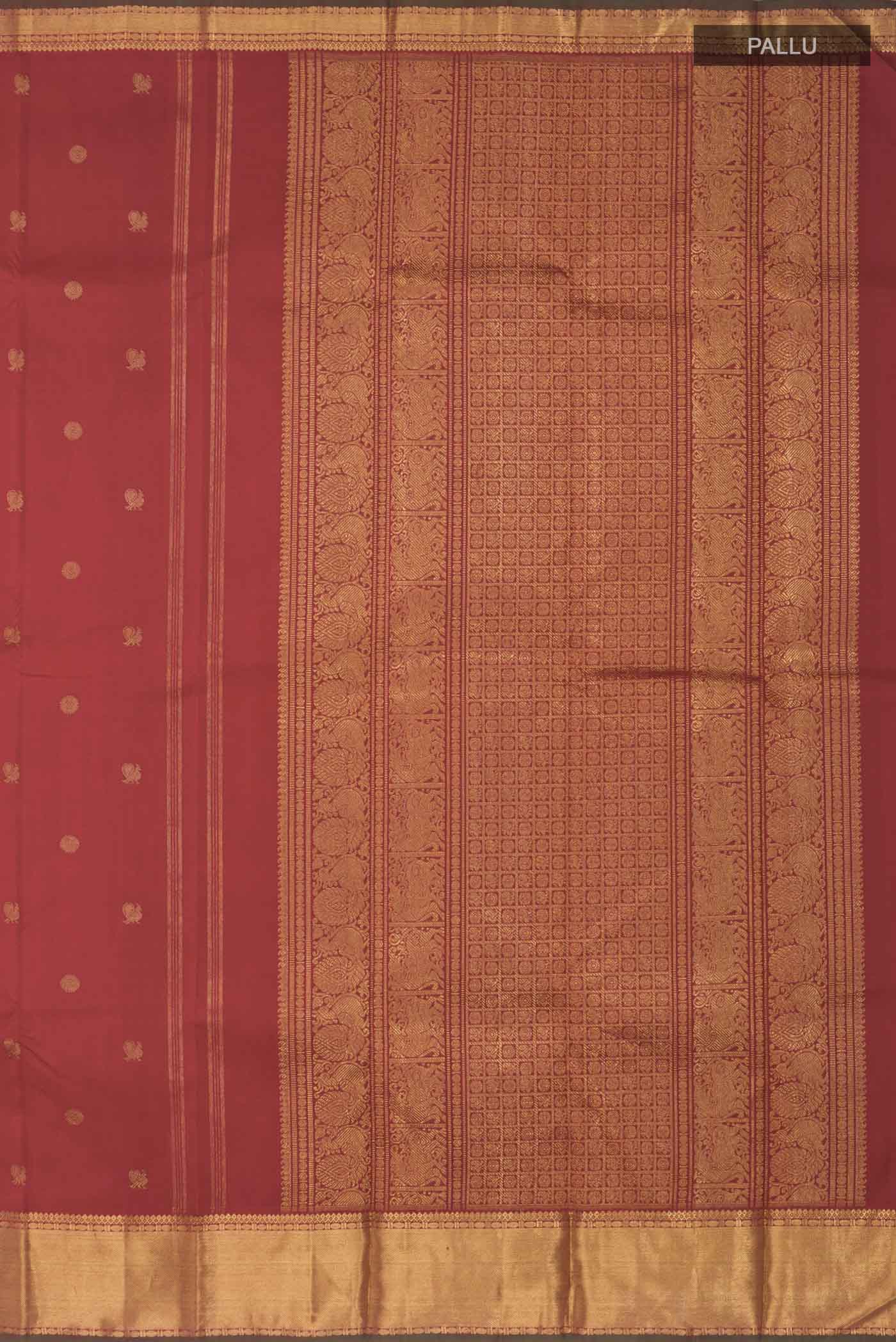 Pure Silk Pure Zari Red Kanchipuram Saree - Image 7