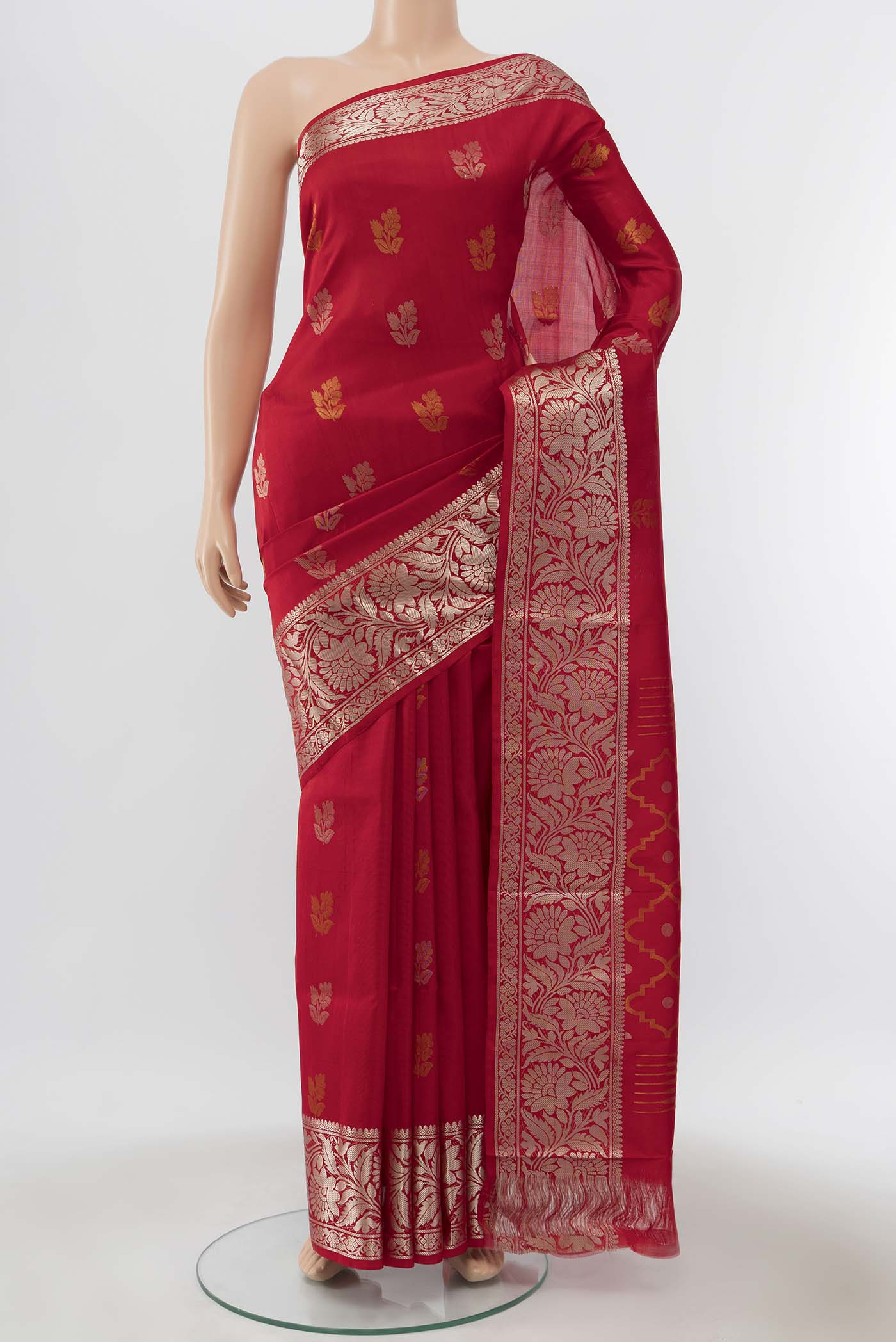 Pure Silk Pure Zari Red Uppada Saree
