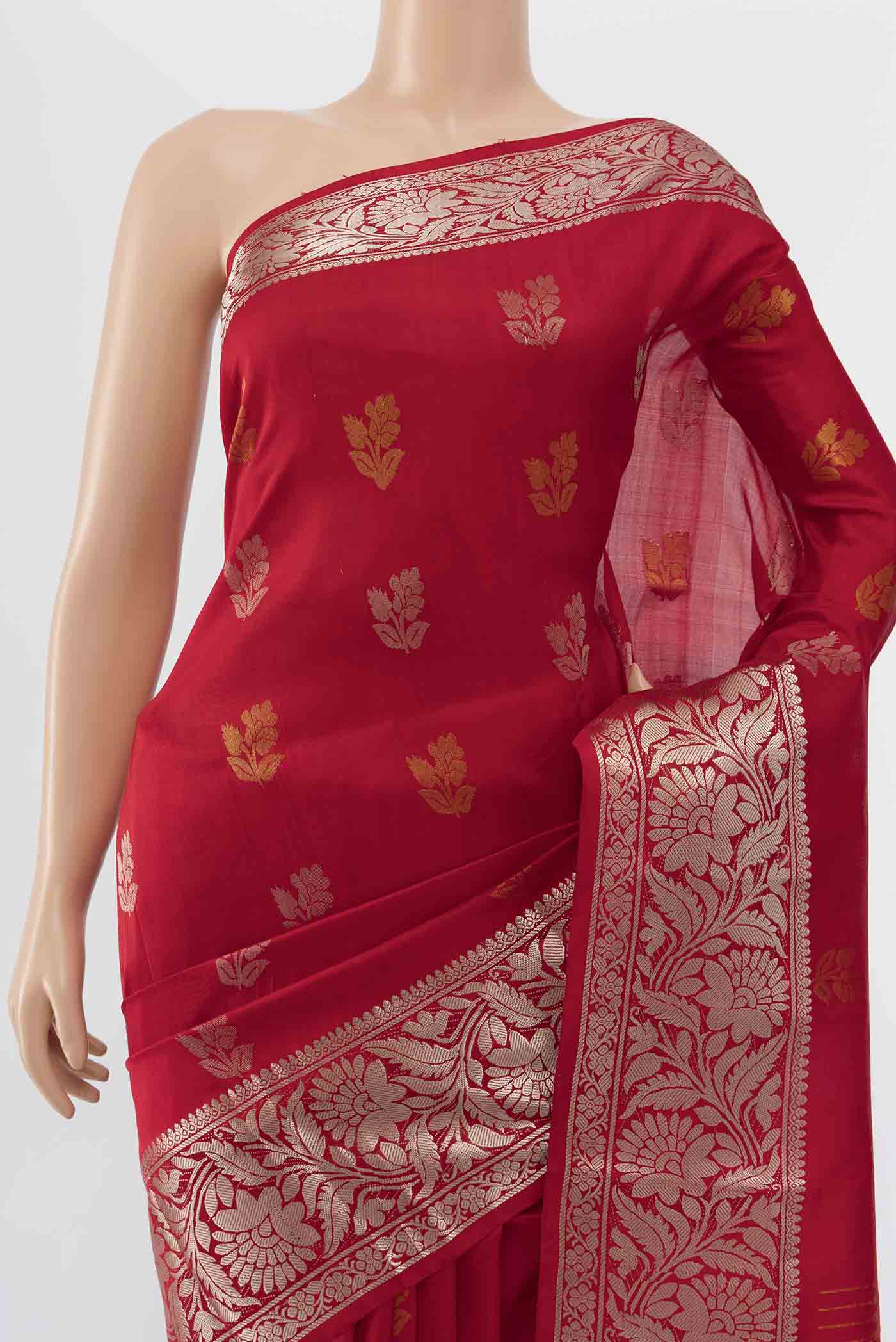 Pure Silk Pure Zari Red Uppada Saree - Image 2