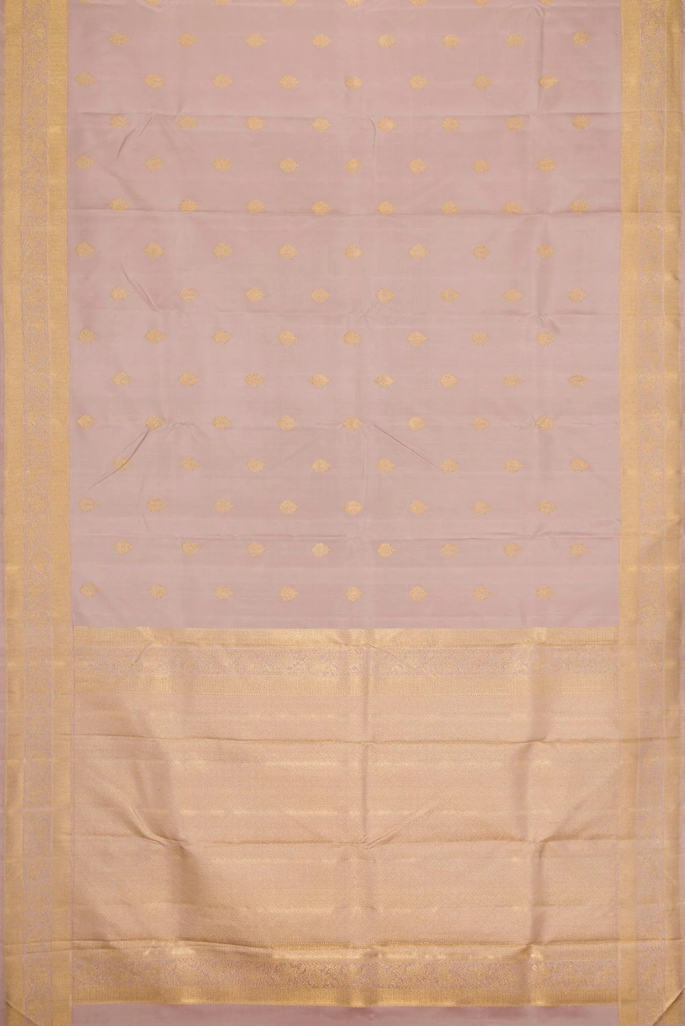 Pure Silk Pure Zari Rose Gold Dual Tone Kanjivaram Saree - Image 6