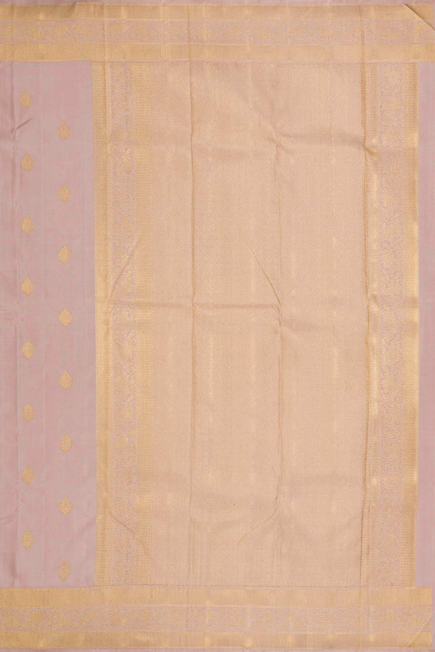Pure Silk Pure Zari Rose Gold Dual Tone Kanjivaram Saree - Image 7