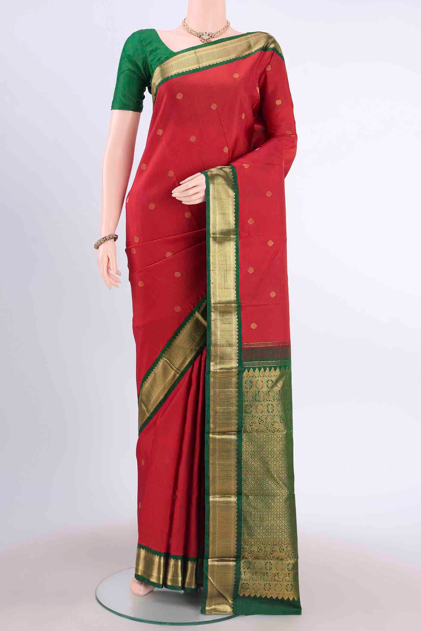 Pure Silk Pure Zari Rust Kanjivaram Saree