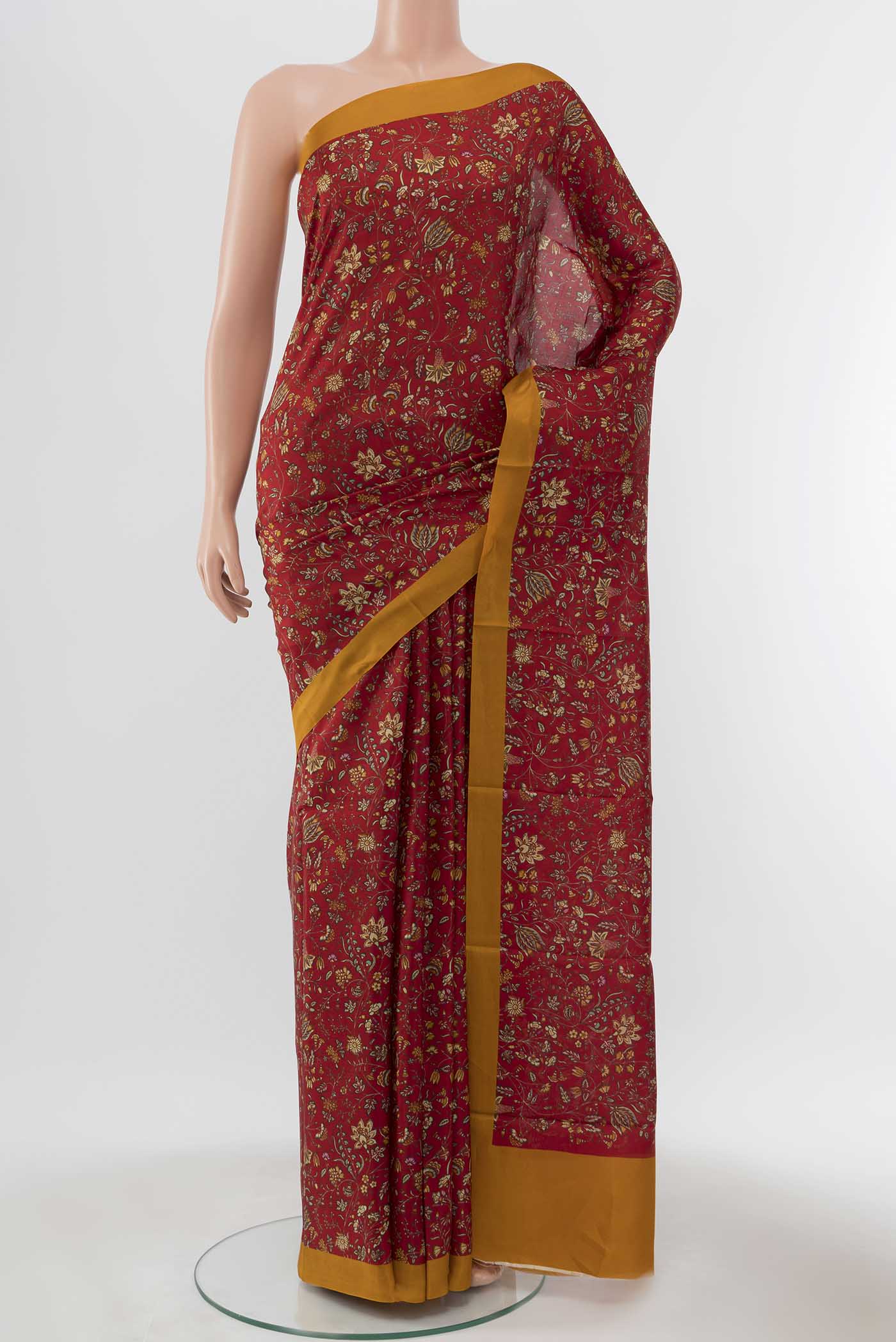 Maroon Printed Silk Saree