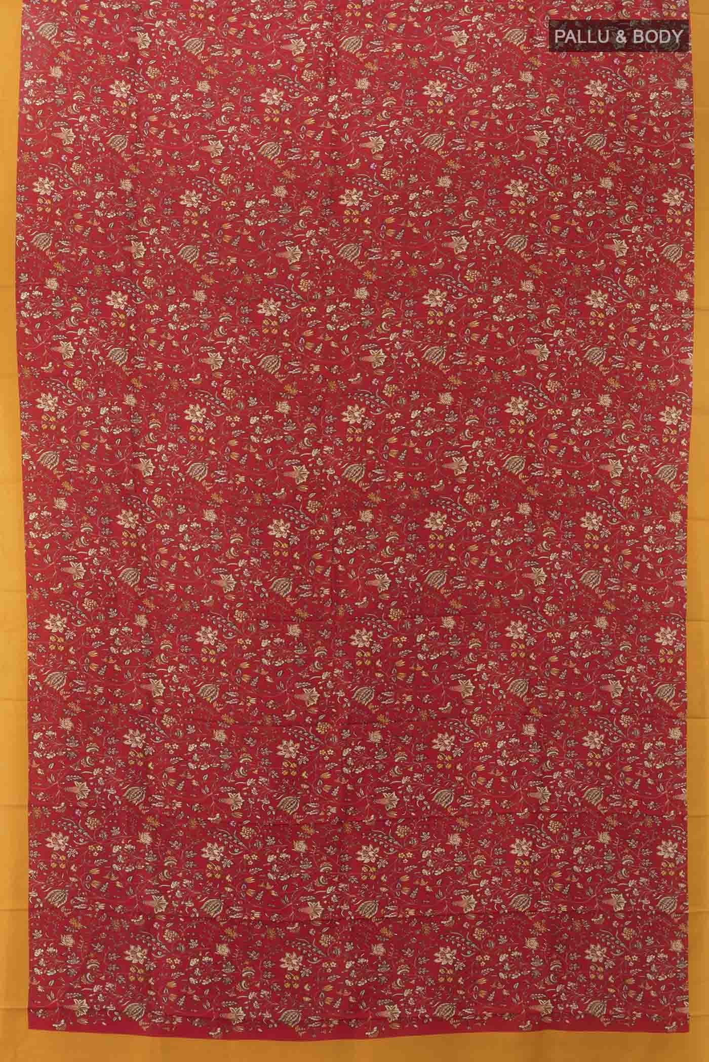 Maroon Printed Silk Saree - Image 5