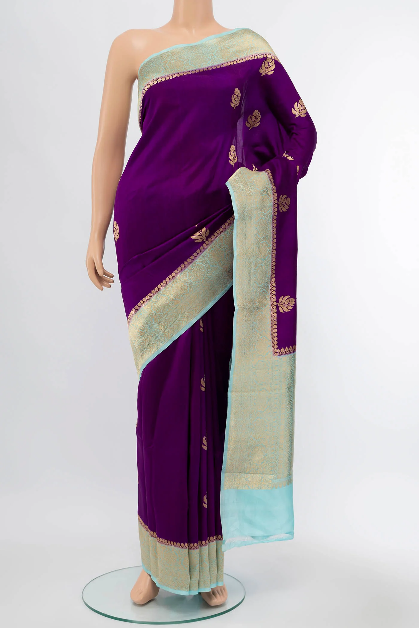 Pure Silk Pure Zari Sky Blue Banarasi Saree