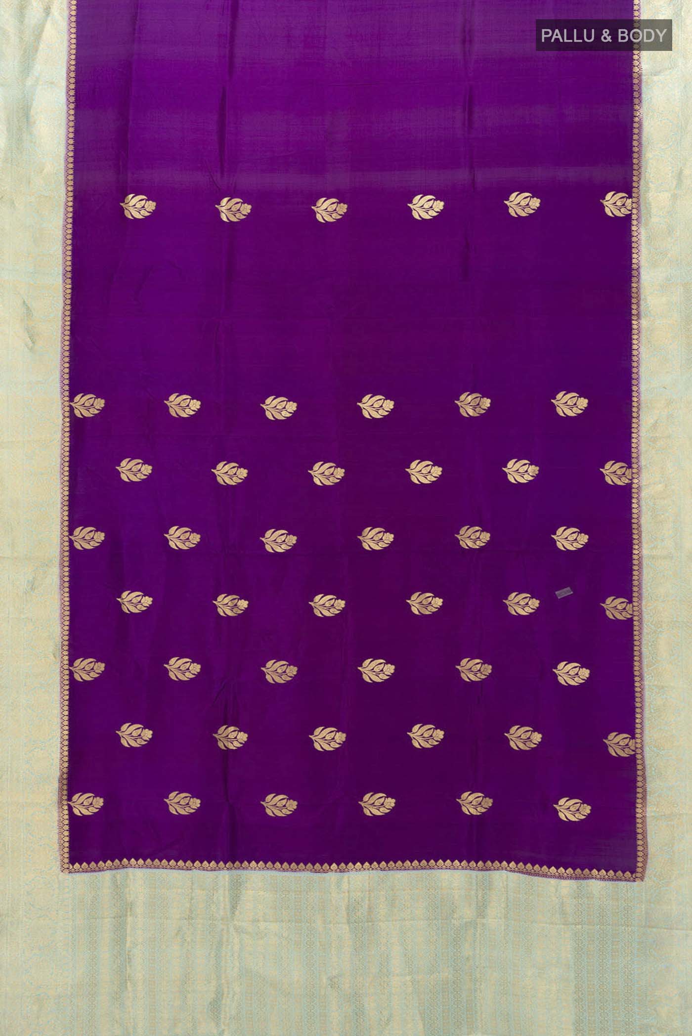 Pure Silk Pure Zari Sky Blue Banarasi Saree - Image 5