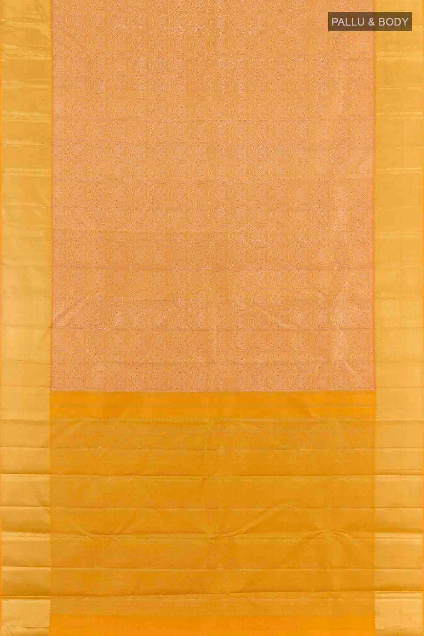 Pure Silk Pure Zari Yellow Kanjivaram Saree - Image 6