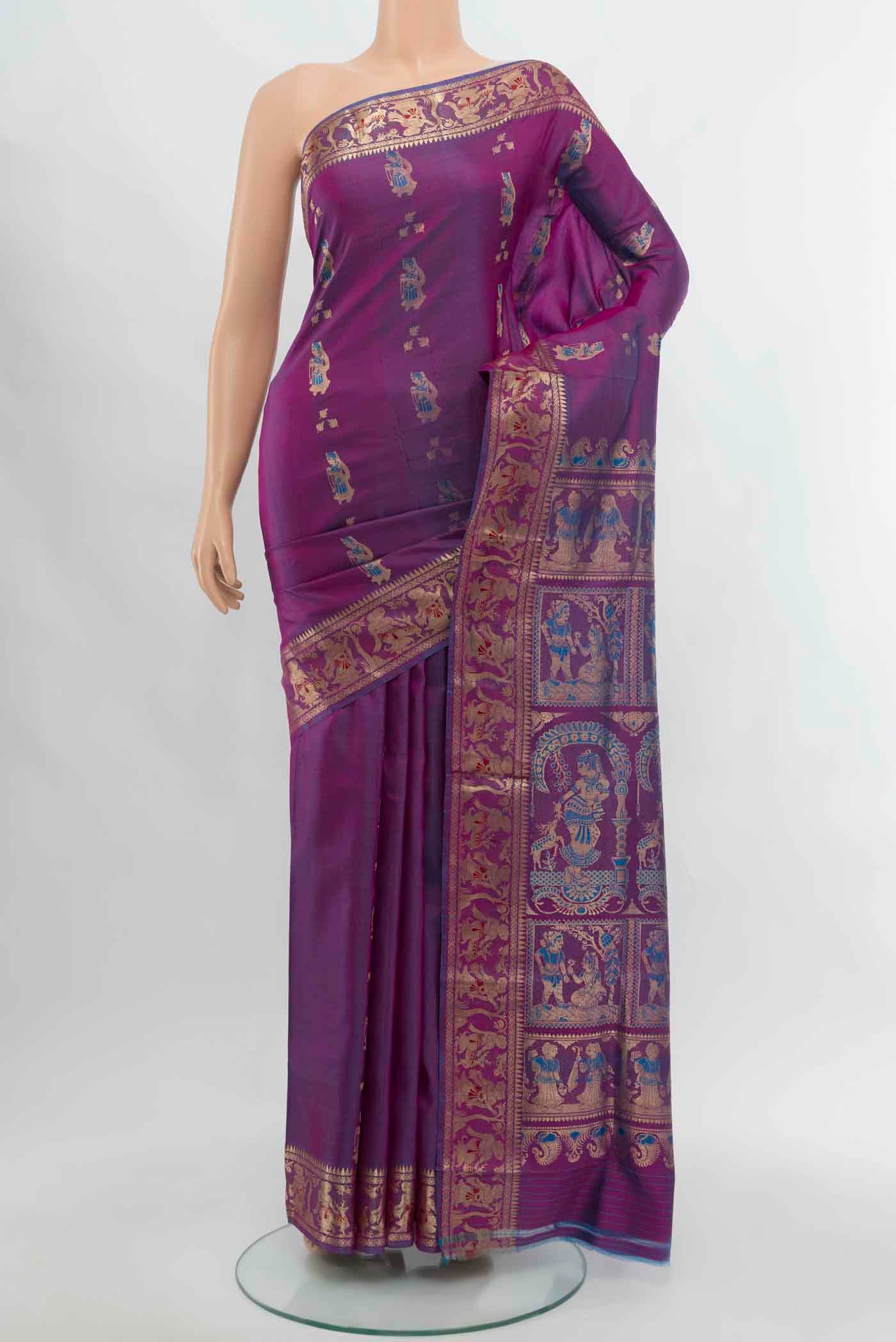 Purple Baluchari Silk Saree