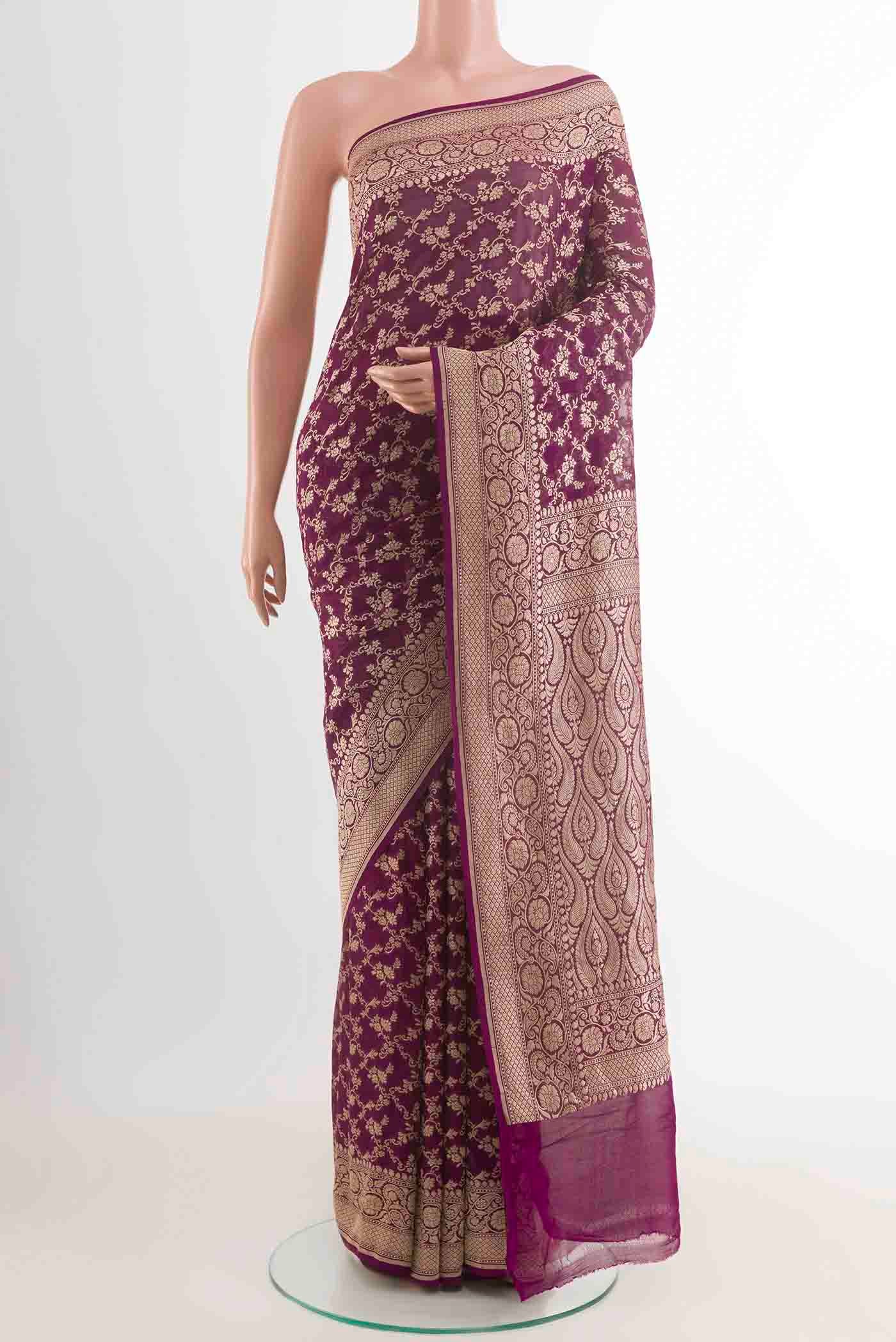 Purple Banarasi Georgette Saree