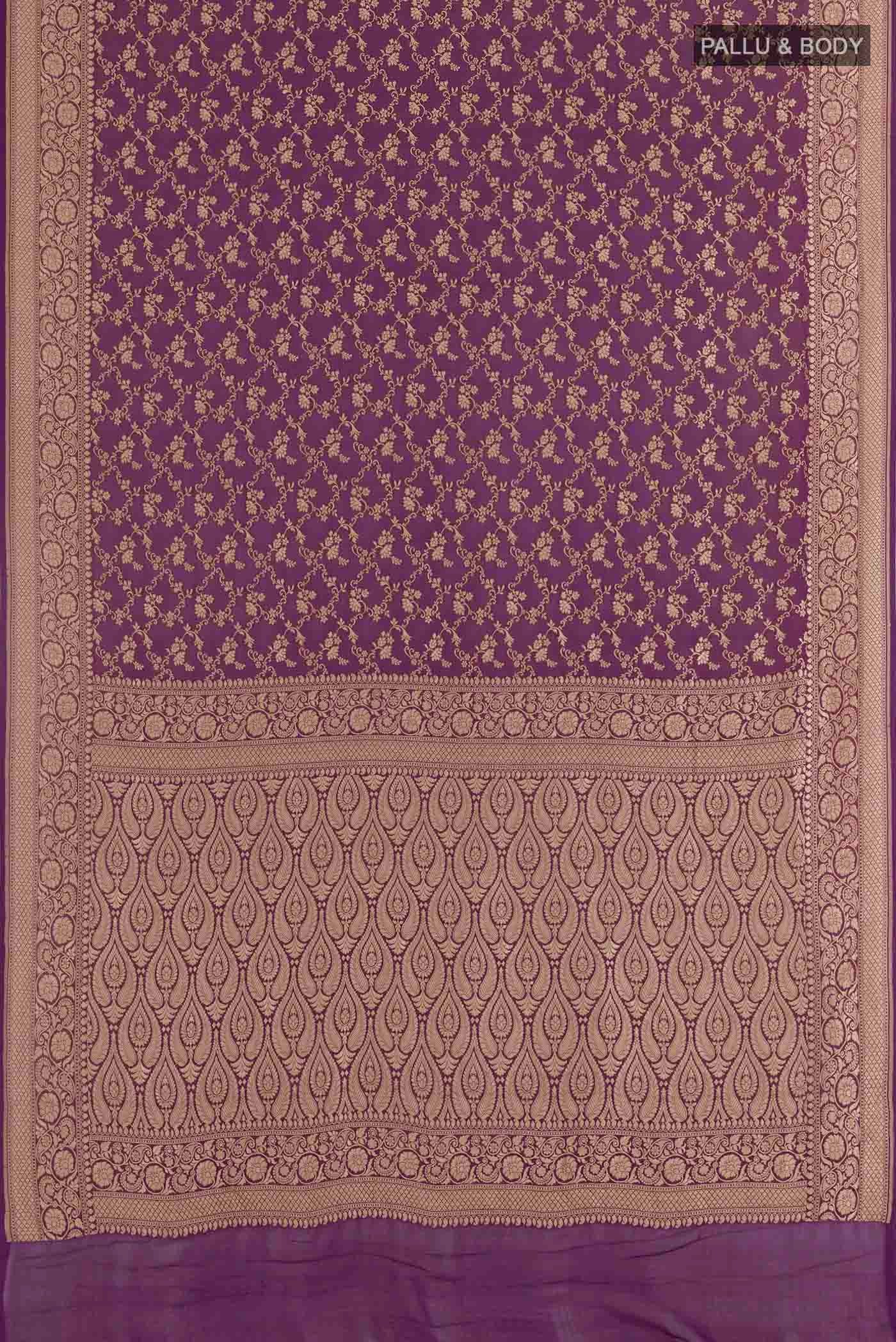 Purple Banarasi Georgette Saree - Image 3