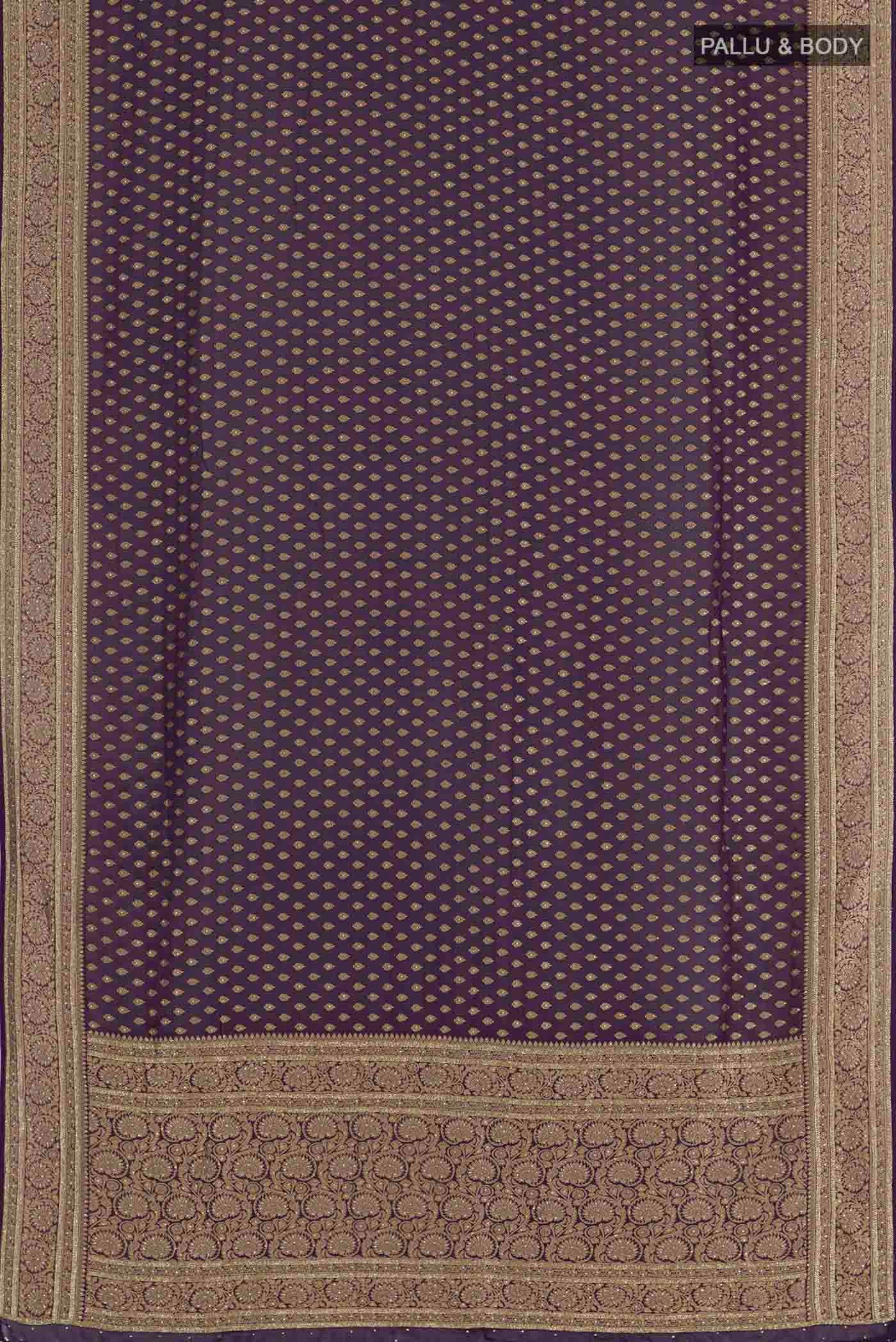 Purple Banarasi Georgette Saree - Image 3