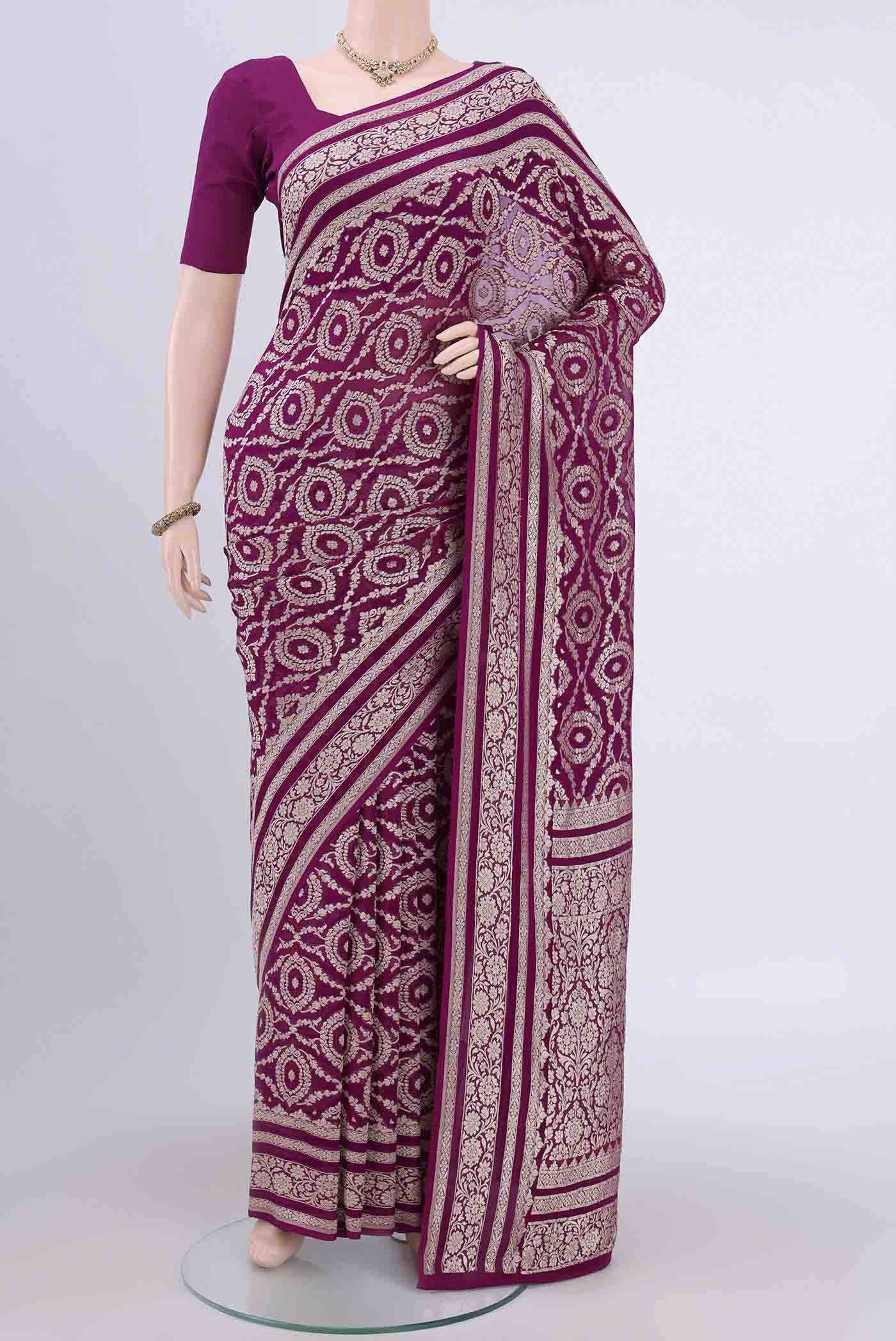 Purple Banarasi Georgette Saree