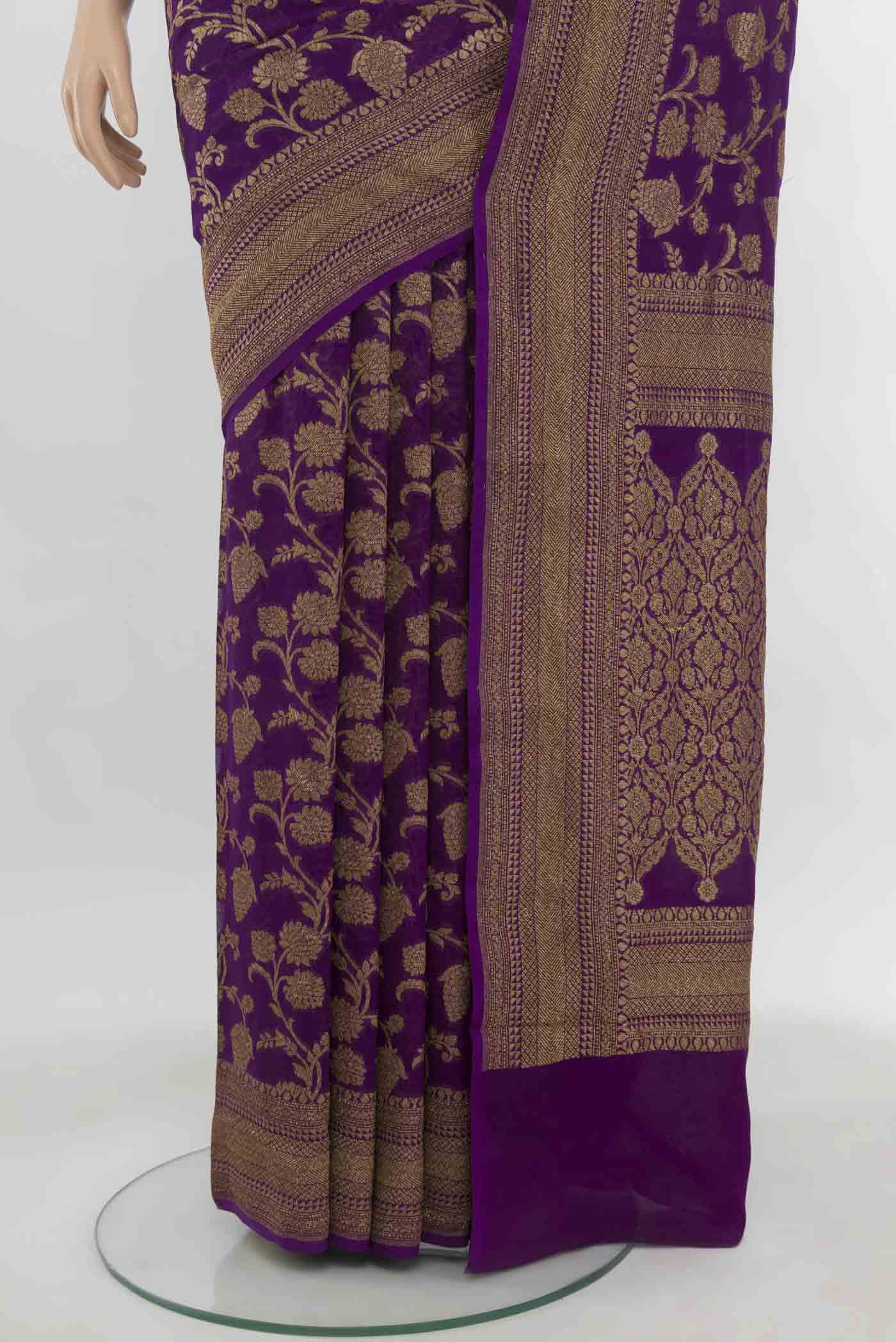 Violet Banarasi Georgette Saree - Image 3
